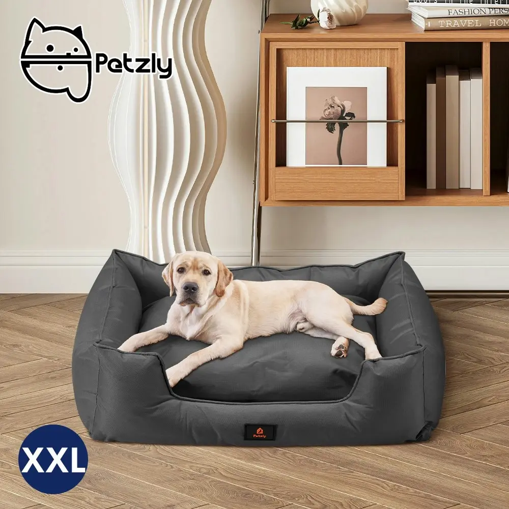 Petzly Orthopedic Dog Bed Pet Sofa Waterproof Removable Black XX Large