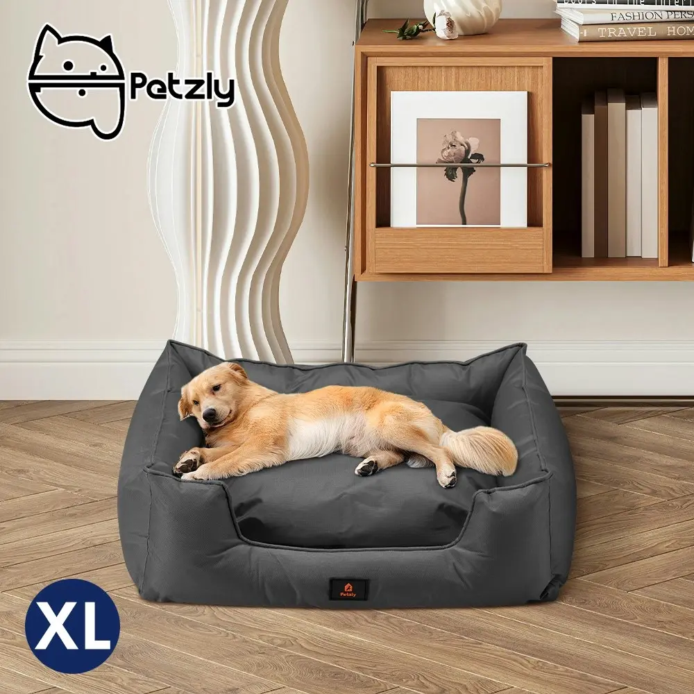 Petzly Orthopedic Dog Bed Pet Sofa Waterproof Removable Black X Large