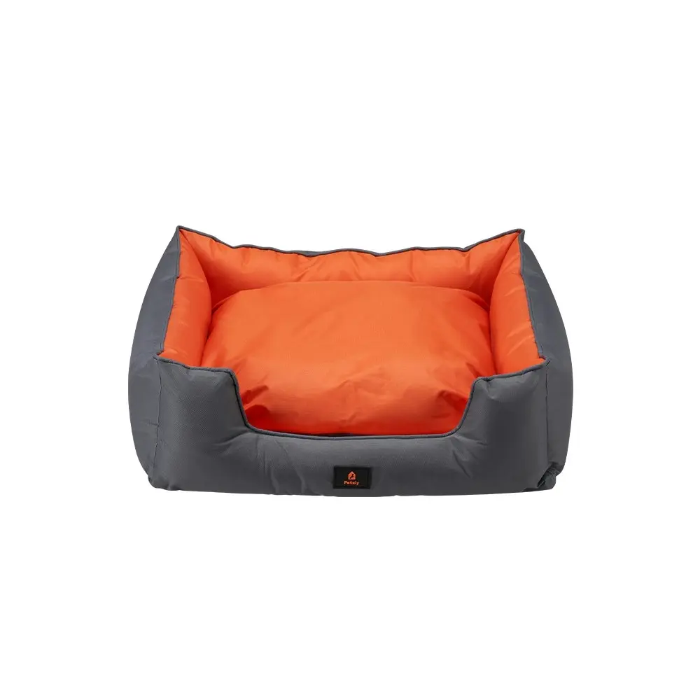 Petzly Orthopedic Pet Dog Bed Sofa Waterproof Removable Grey&Orange Medium