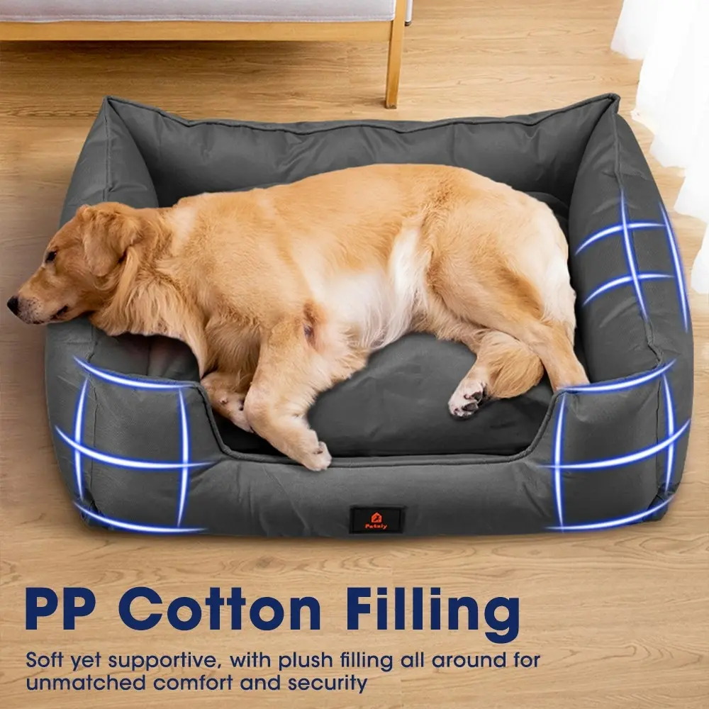 Petzly Orthopedic Dog Bed Pet Sofa Waterproof Removable Black Medium