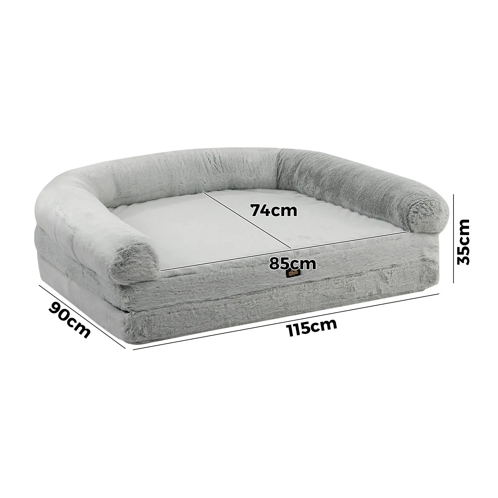 Alopet Human Dog Bed Foldable Grey 180 x 115 x 20 cm Fleece