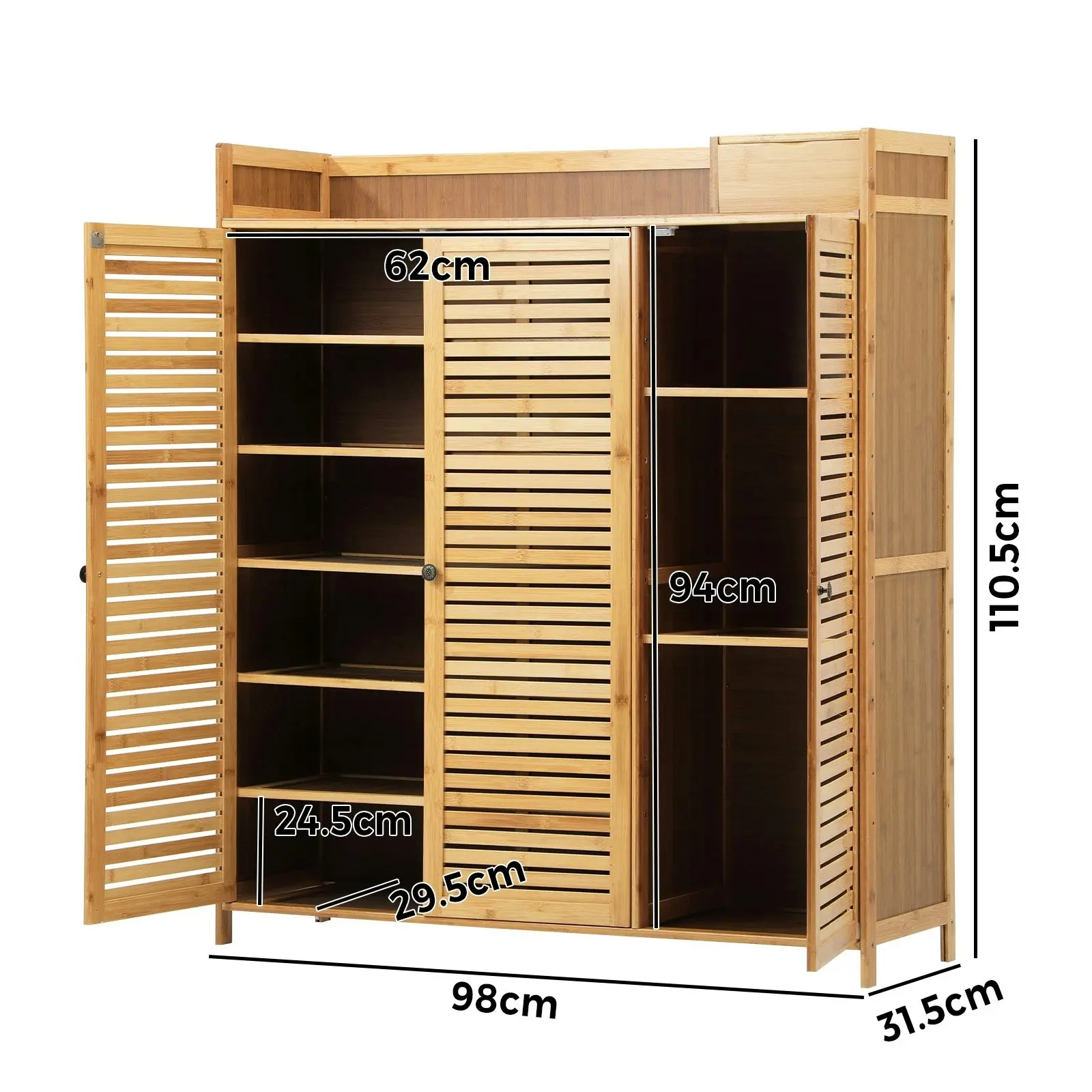 Oikiture Shoe Storage Cabinet Shoes Rack Organiser Shelf 3 Doors Adjustable