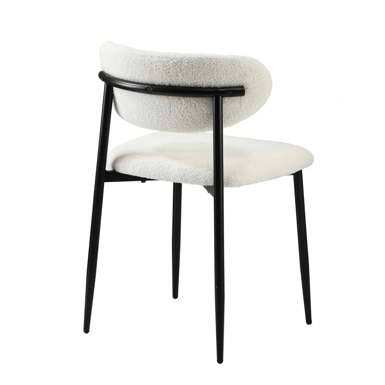 Oikiture 2x Dining Chairs Kitchen Chair Cafe Lounge Chair Boucle Black&White