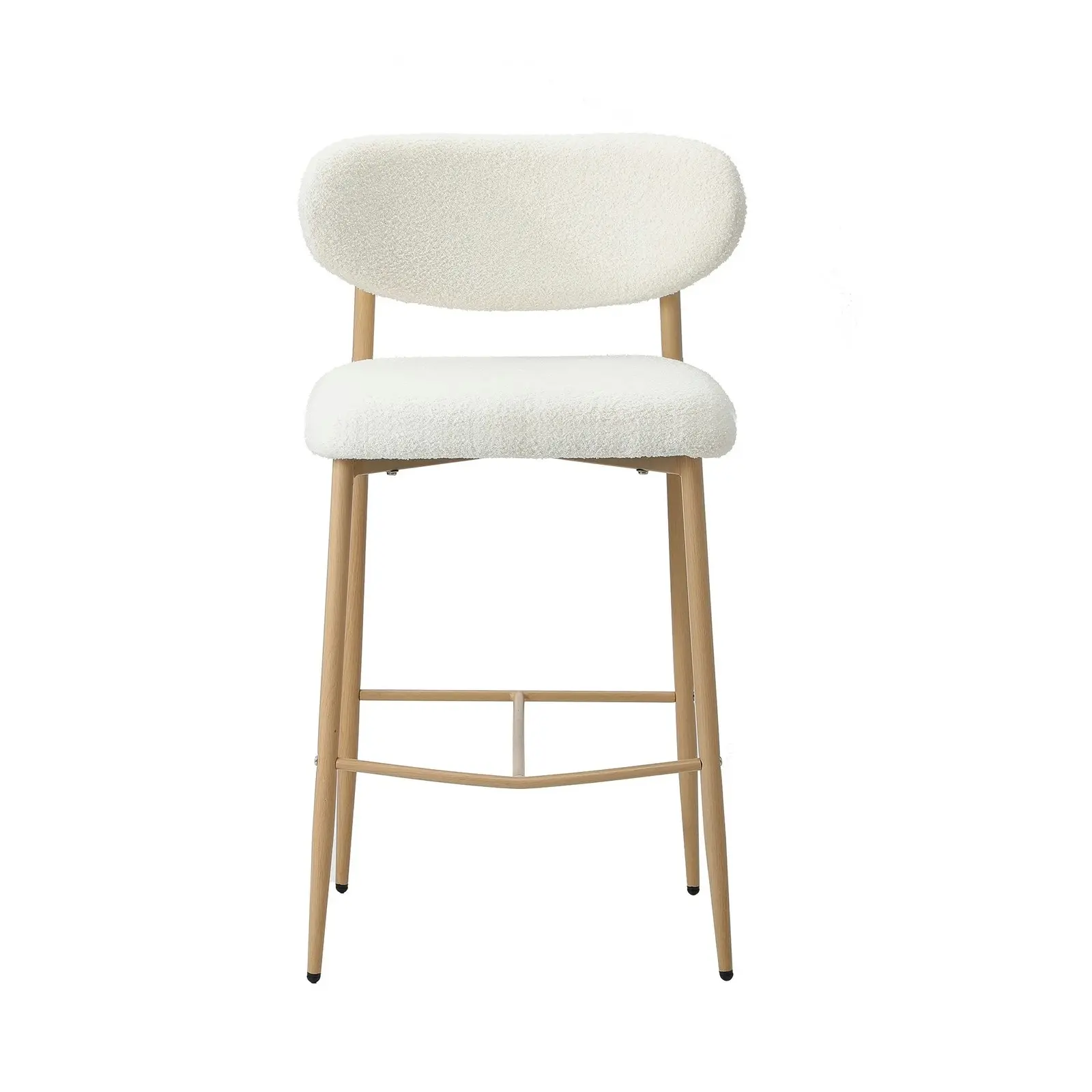 Oikiture 2x Bar Stools Kitchen Stool Counter Chair Boucle Fabric Natural