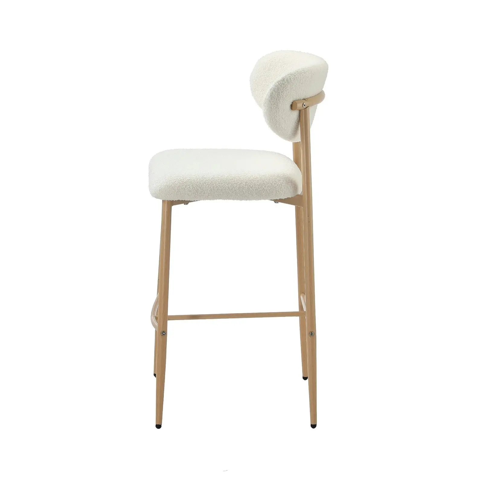 Oikiture 2x Bar Stools Kitchen Stool Counter Chair Boucle Fabric Natural