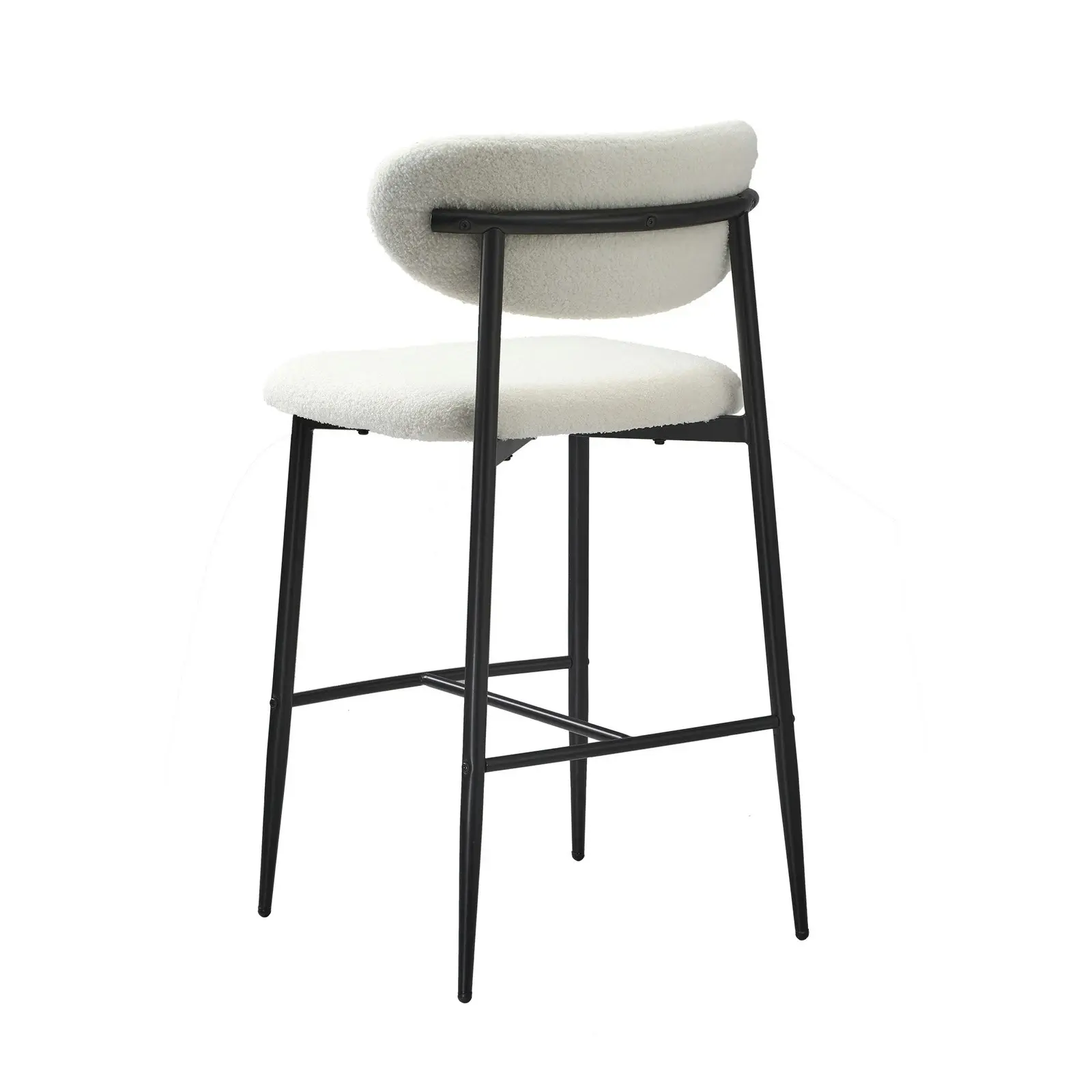 Oikiture 2x Bar Stools Kitchen Stool Counter Chair Boucle Fabric Black