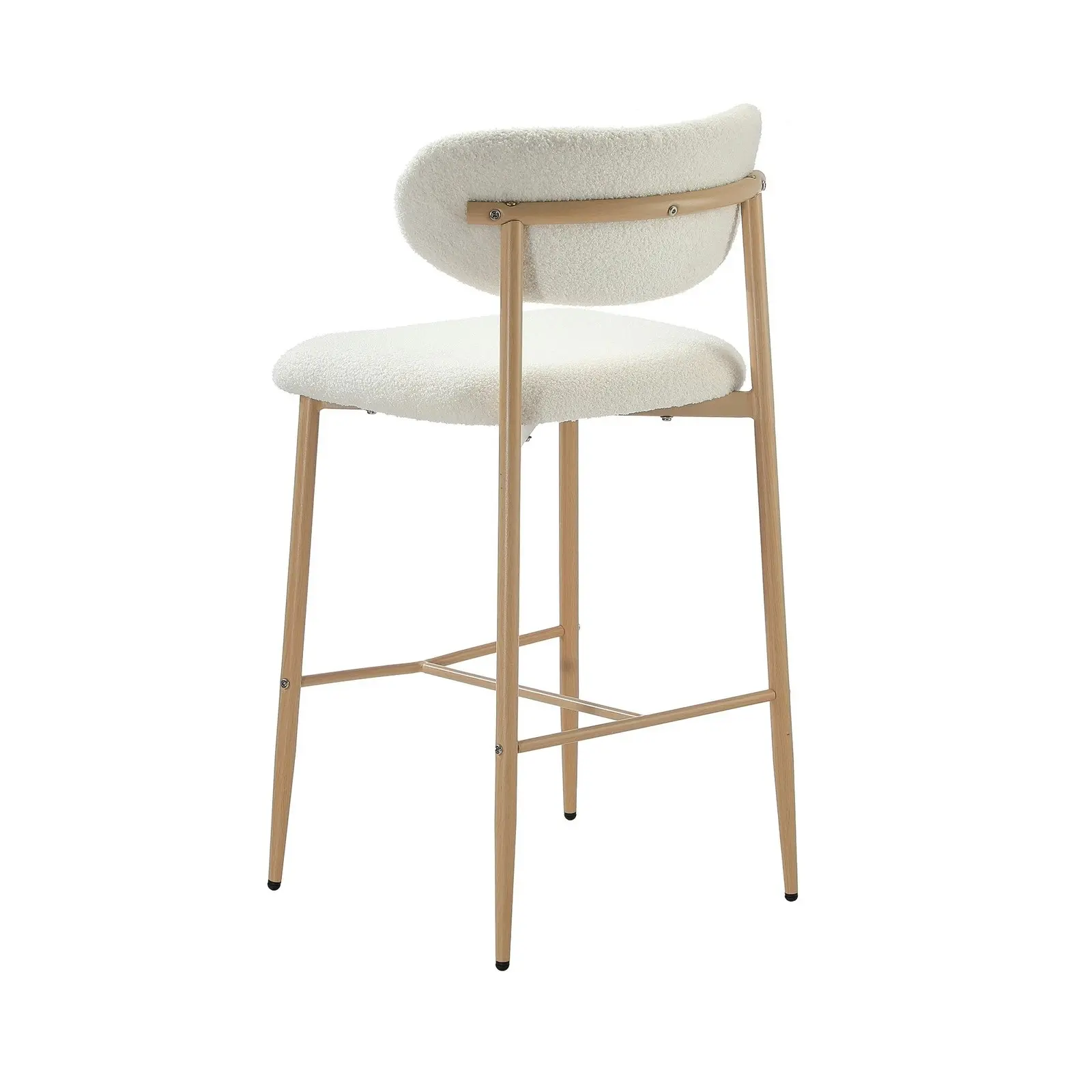 Oikiture 4x Bar Stools Kitchen Stool Counter Chair Boucle Fabric Natural