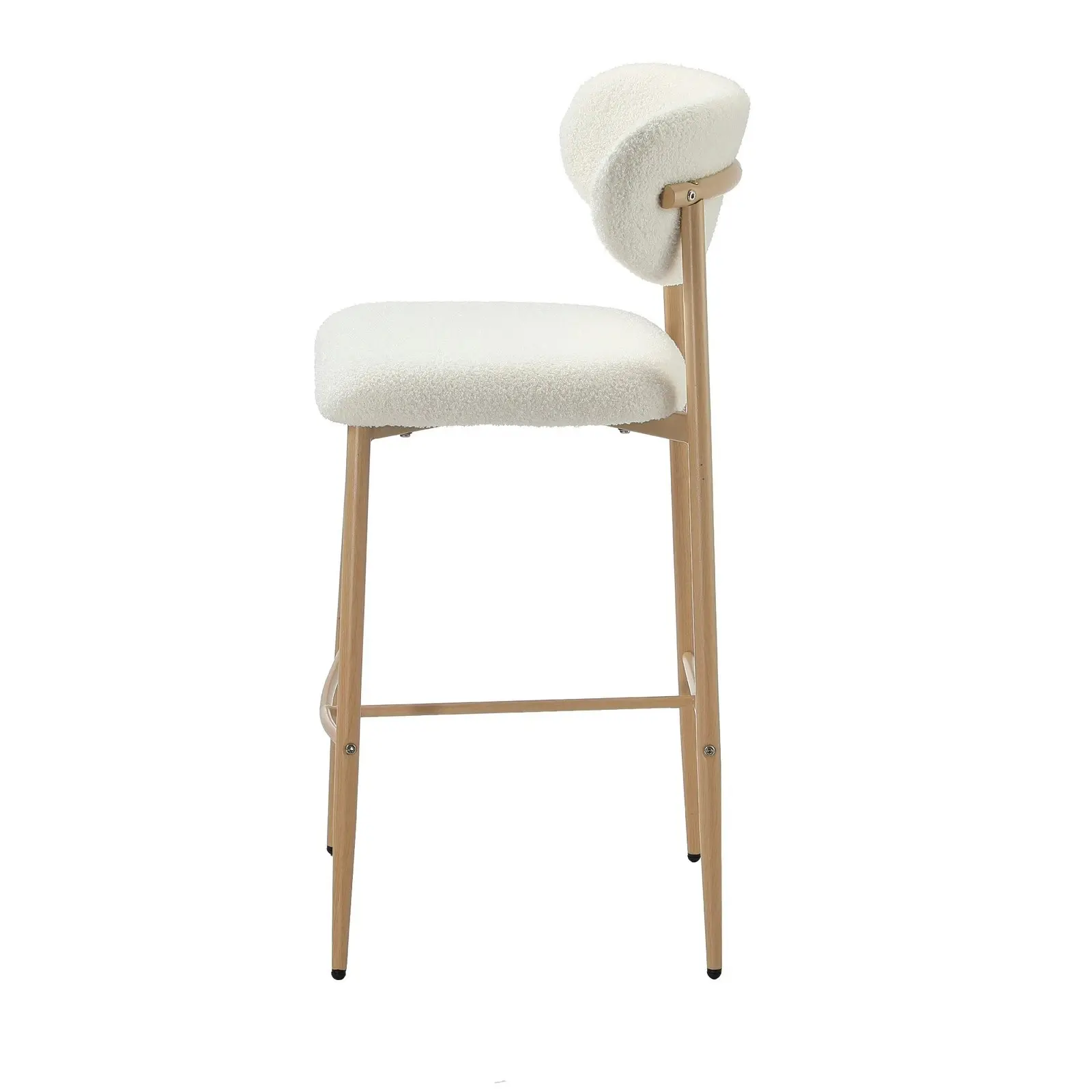 Oikiture 4x Bar Stools Kitchen Stool Counter Chair Boucle Fabric Natural