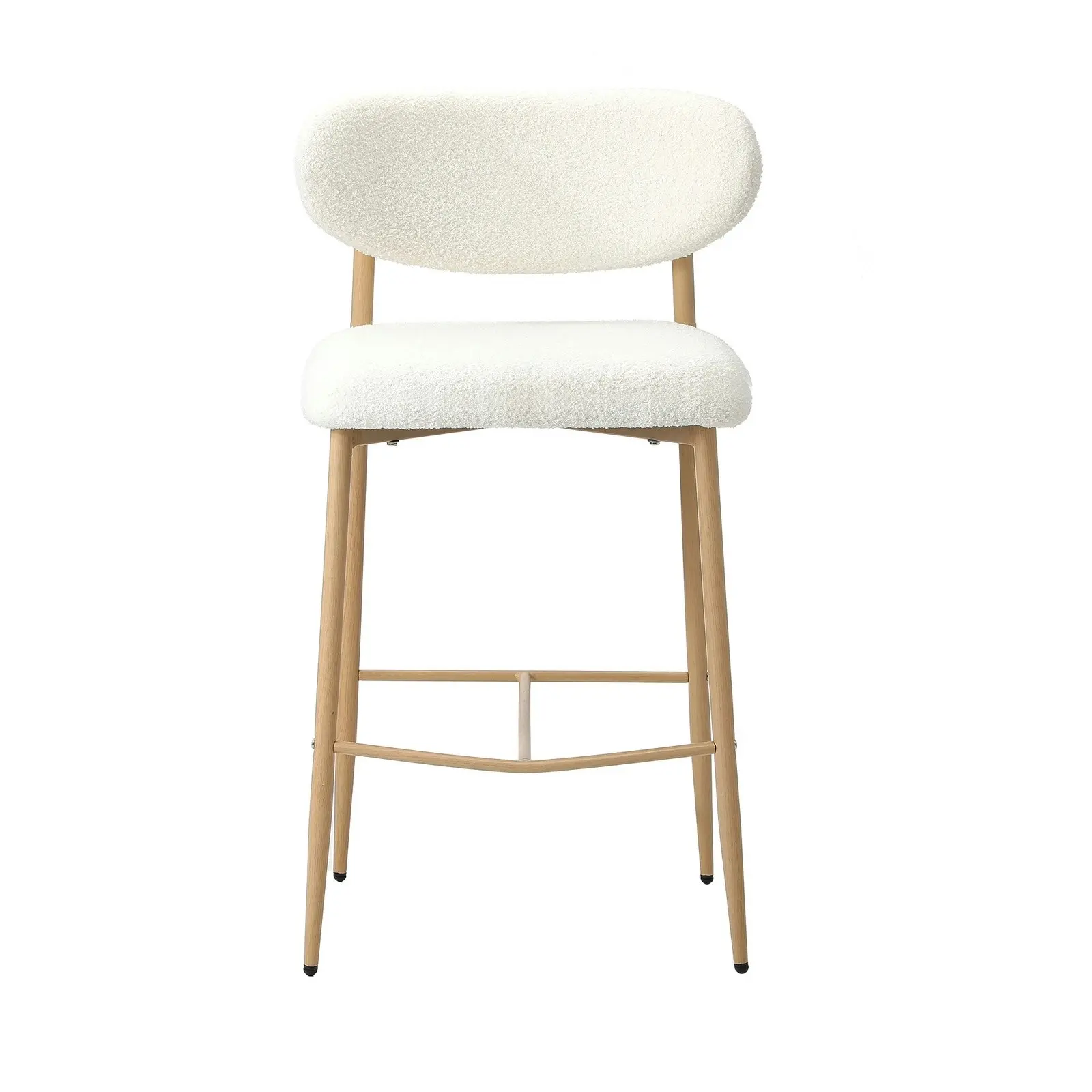 Oikiture 4x Bar Stools Kitchen Stool Counter Chair Boucle Fabric Natural