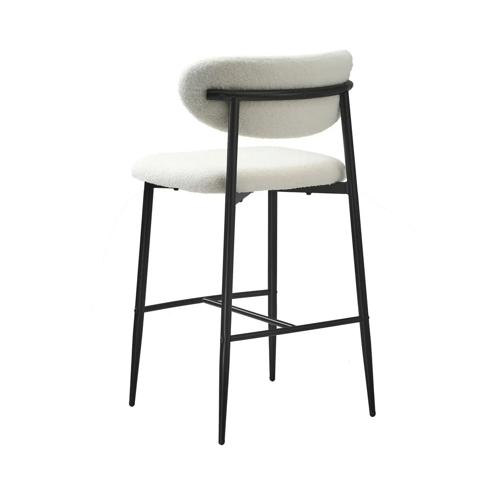 Oikiture 4x Bar Stools Kitchen Stool Counter Chair Boucle Fabric Black