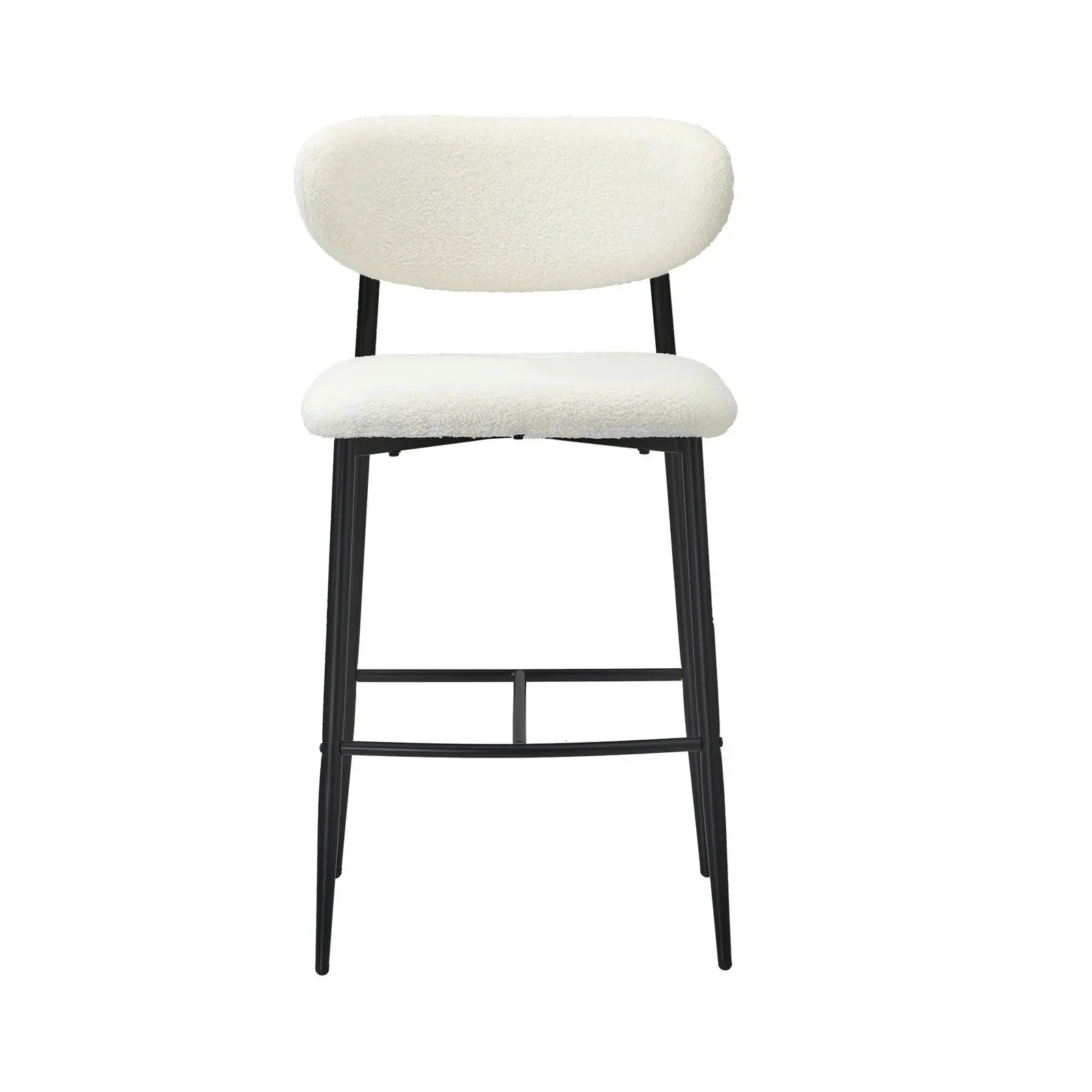 Oikiture 4x Bar Stools Kitchen Stool Counter Chair Boucle Fabric Black