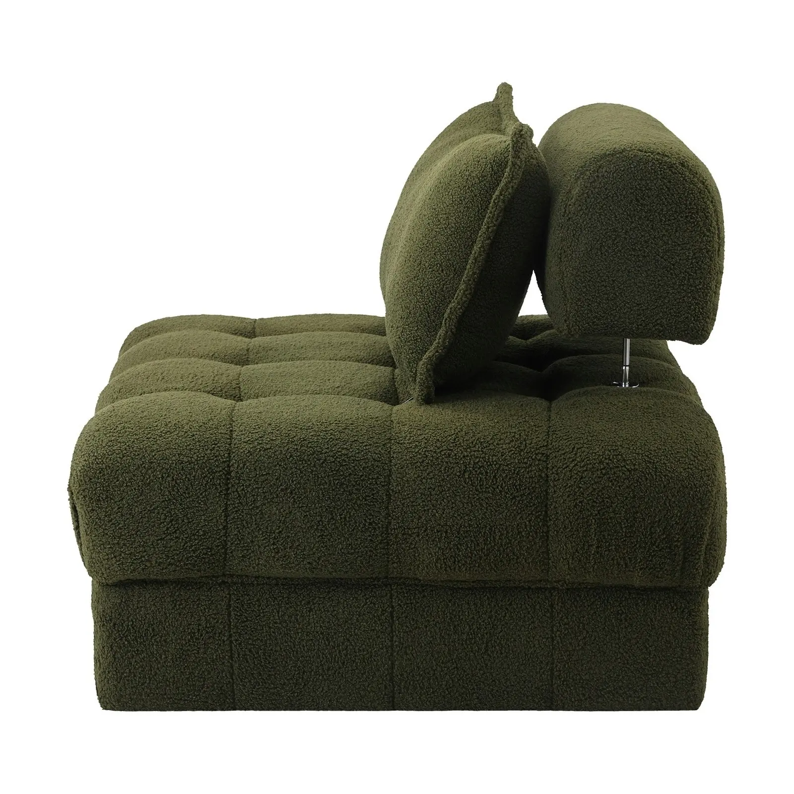 Oikiture 1 Seater Boucle Modular Sofa Lounge Chair Armless TOFU Back Green