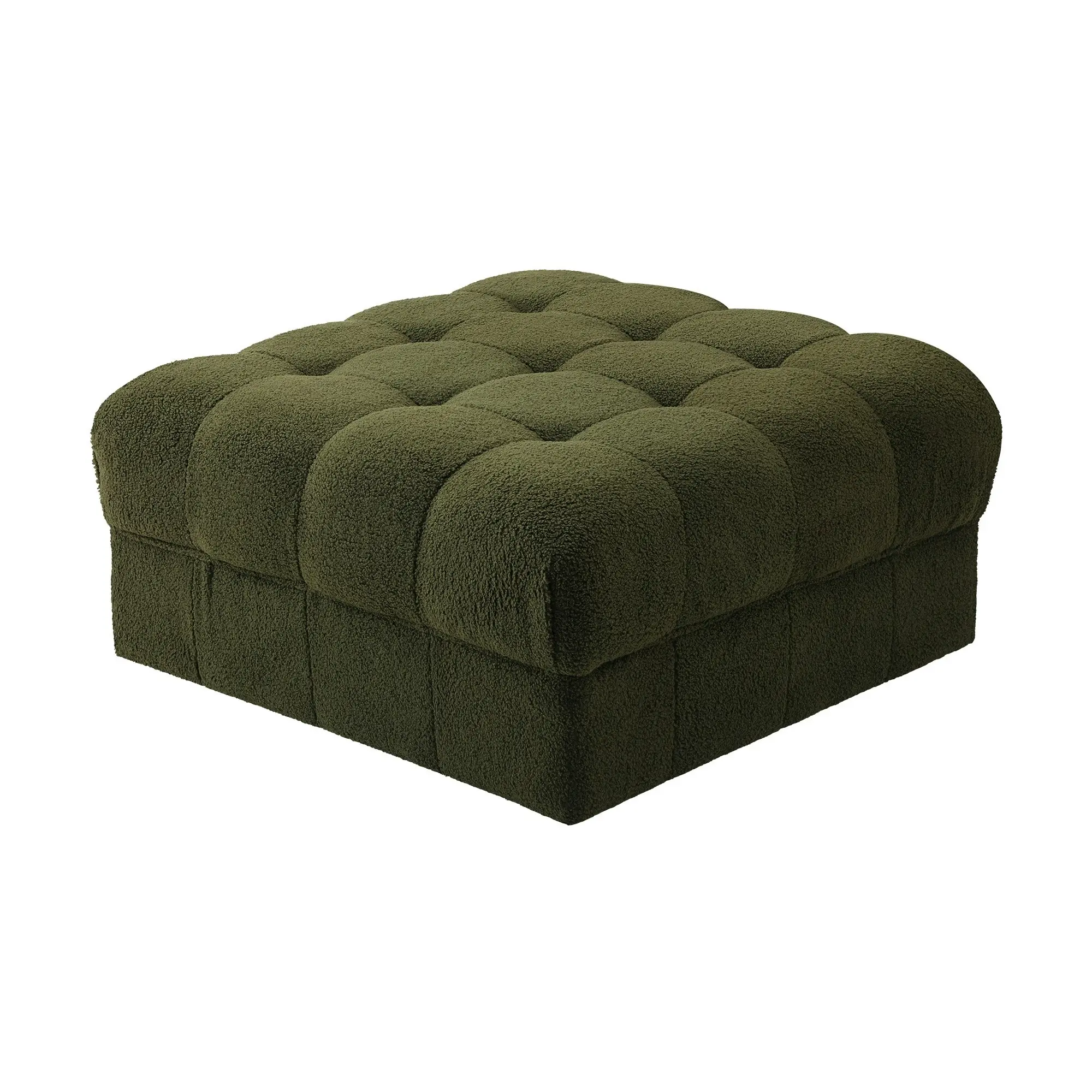 Oikiture 1 Seater Boucle Modular Ottoman Lounge Chair Armless TOFU Green