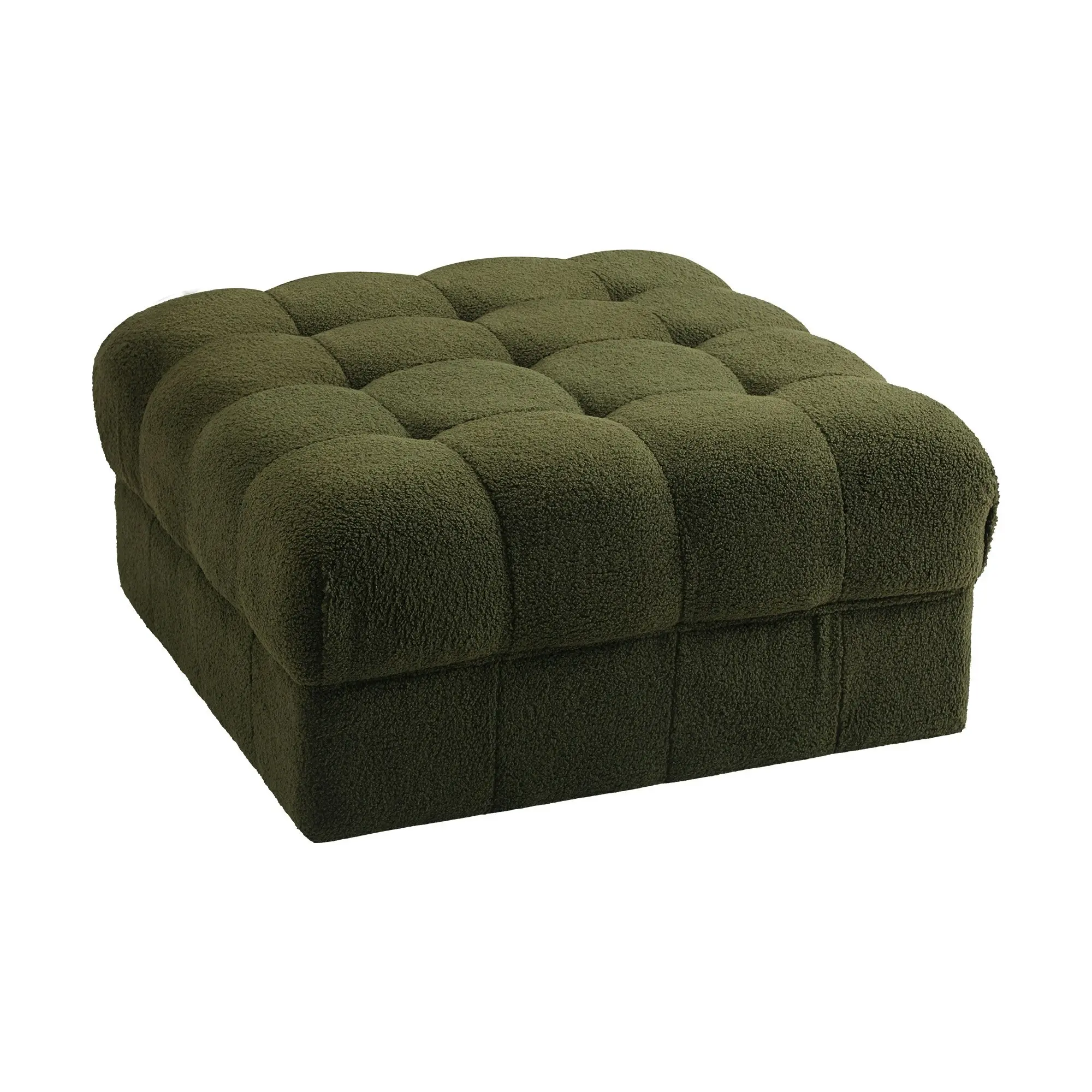 Oikiture 1 Seater Boucle Modular Ottoman Lounge Chair Armless TOFU Green