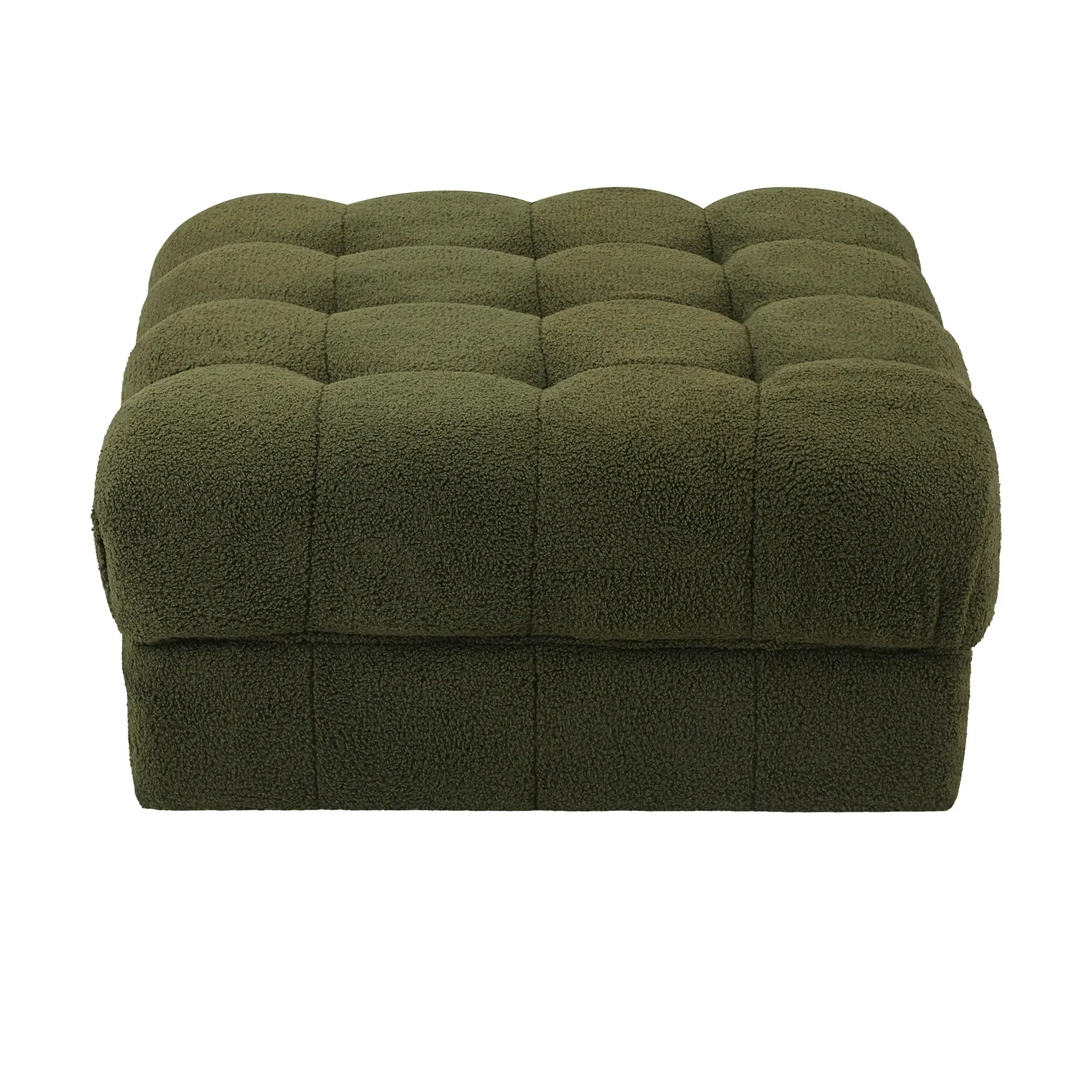 Oikiture 1 Seater Boucle Modular Ottoman Lounge Chair Armless TOFU Green