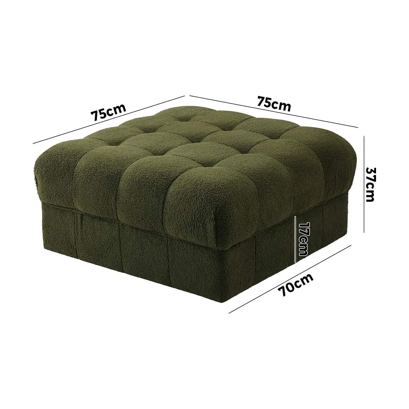 Oikiture 1 Seater Boucle Modular Ottoman Lounge Chair Armless TOFU Green