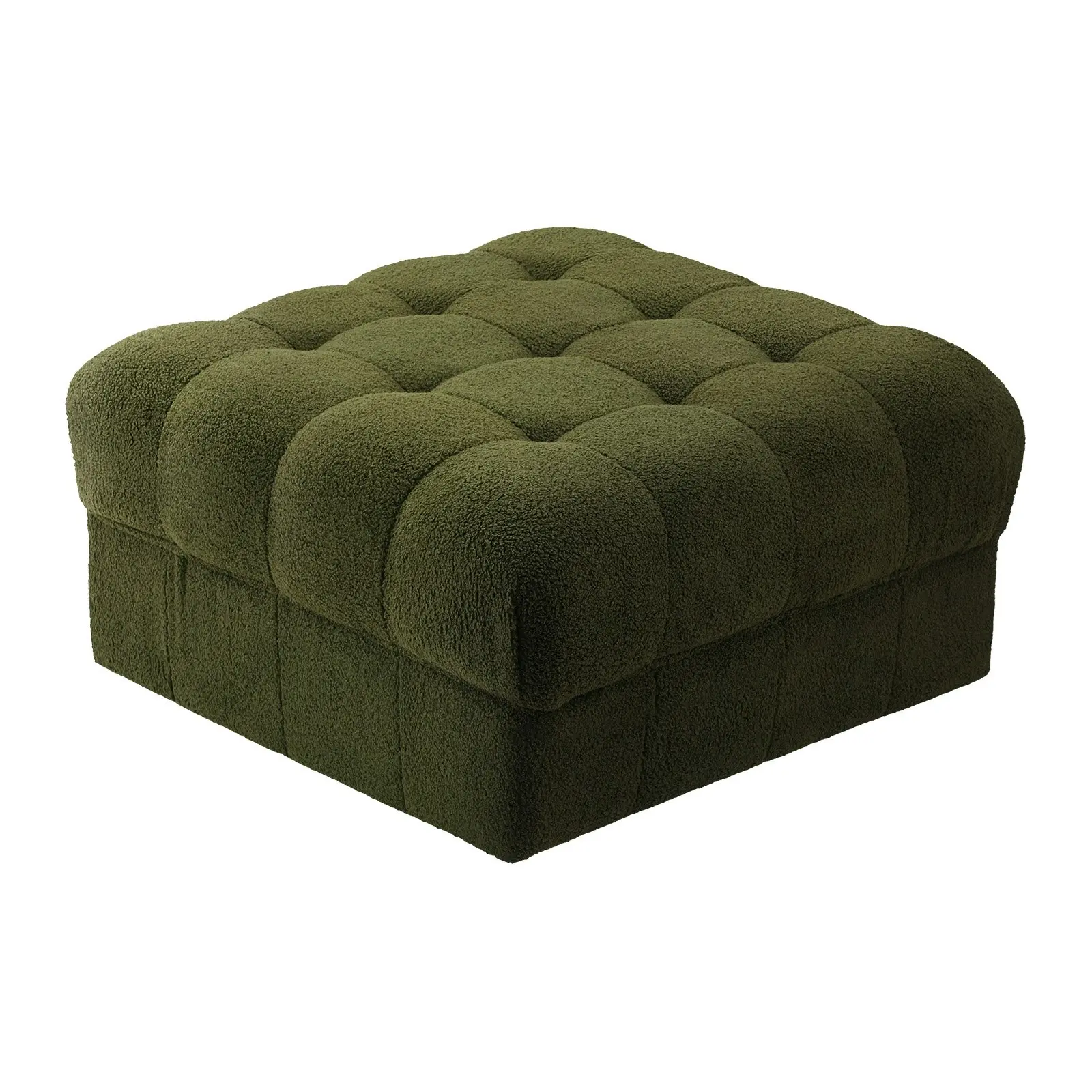 Oikiture 1 Seater Boucle Modular Ottoman Lounge Chair Armless TOFU Green