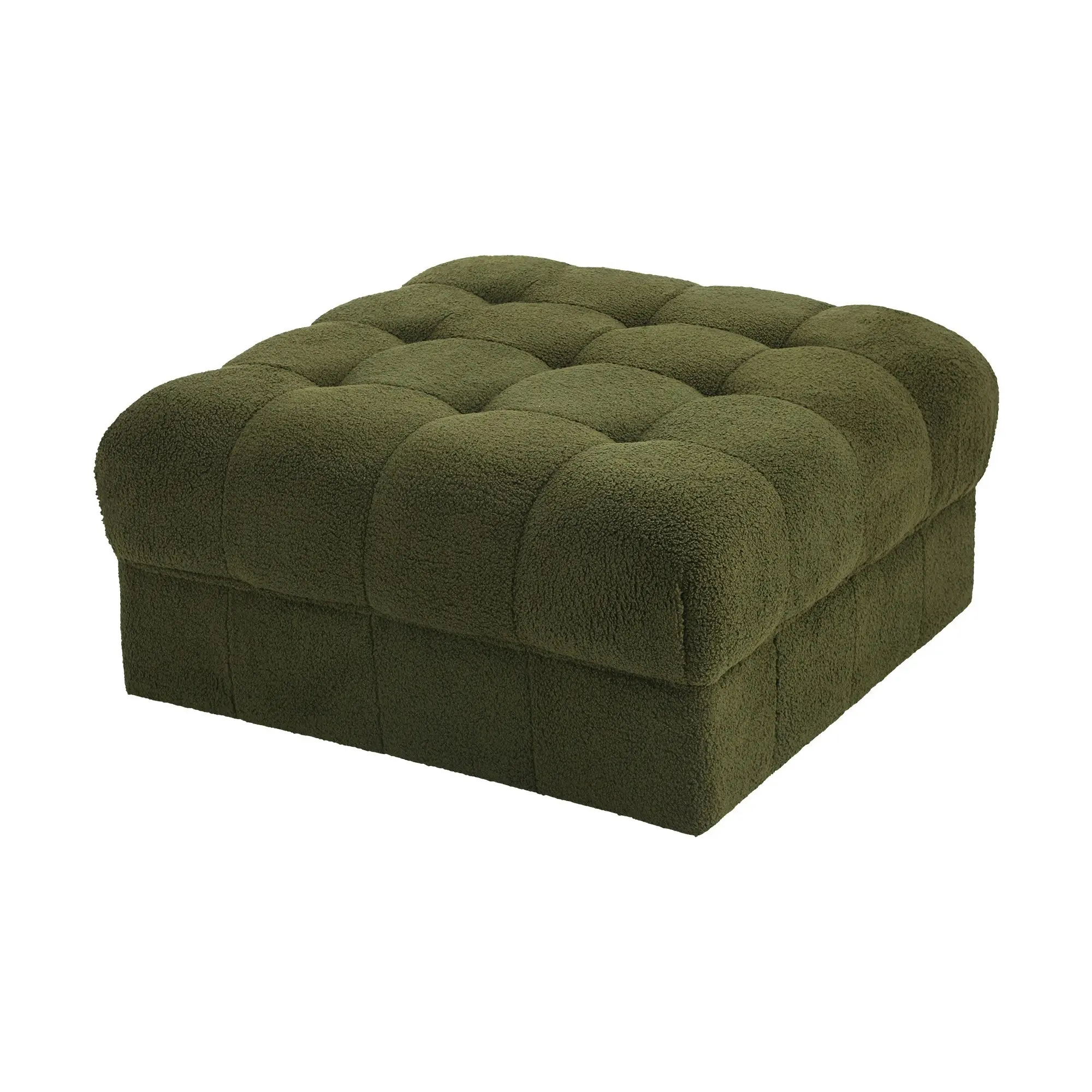 Oikiture 1 Seater Boucle Modular Ottoman Lounge Chair Armless TOFU Green