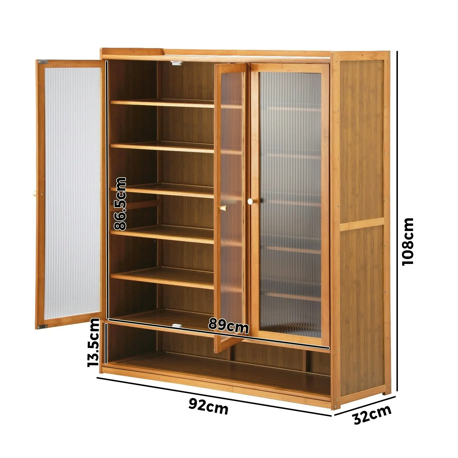 Oikiture Shoe Cabinet Shoes Storage Rack Organiser 3 Doors Shelf Brown