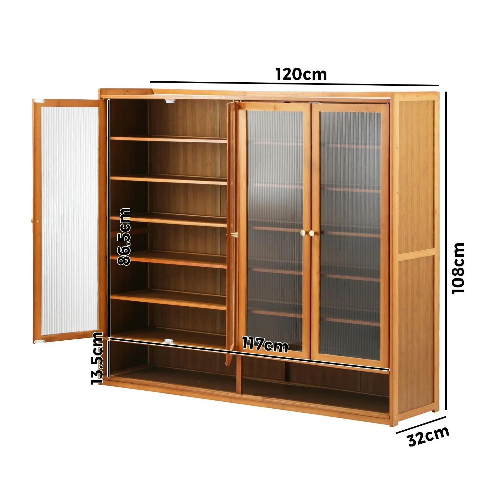 Oikiture Shoe Cabinet Shoes Storage Rack Organiser 4 Doors Shelf Brown