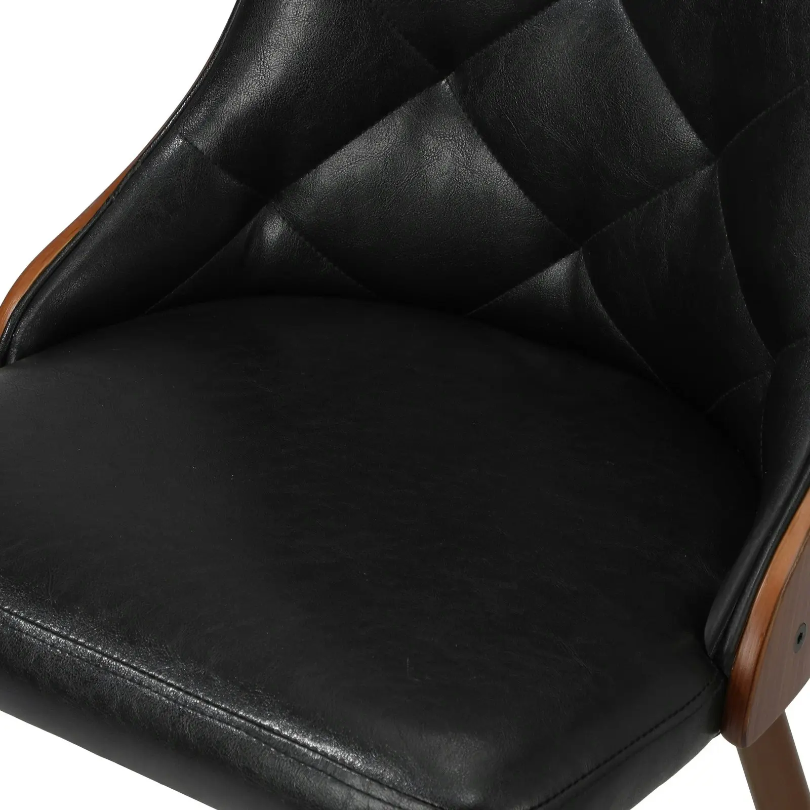 Oikiture Dining Chairs Retro Leather Kitchen Lounge Tufted Glossy x2 Black