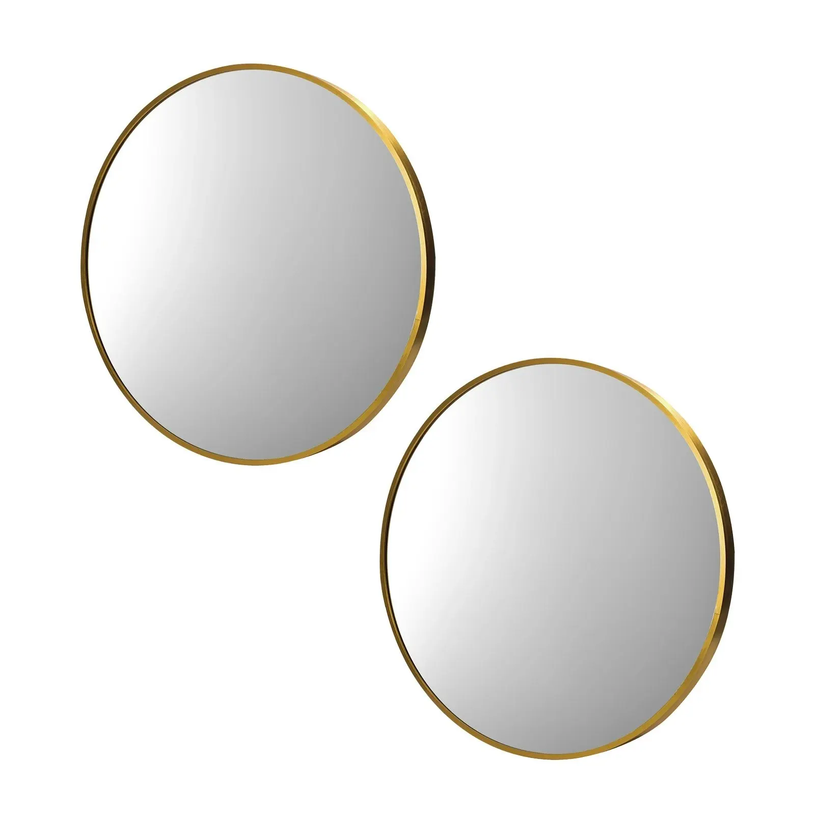 Oikiture Wall Mirrors Round Home Decor 50cm Gold Set of 2