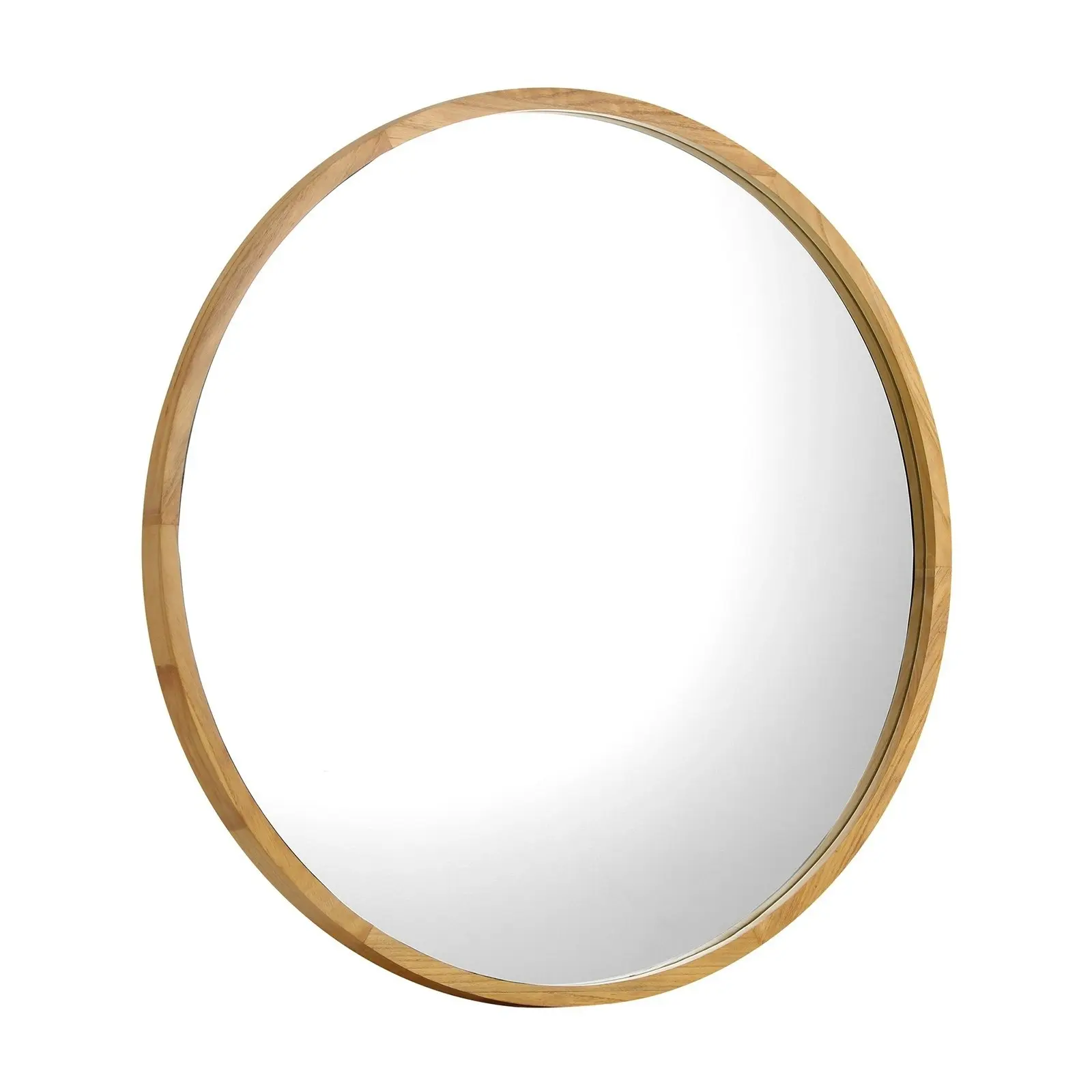 Oikiture Wall Mirrors Round Home Decor 90cm Wooden Set of 2