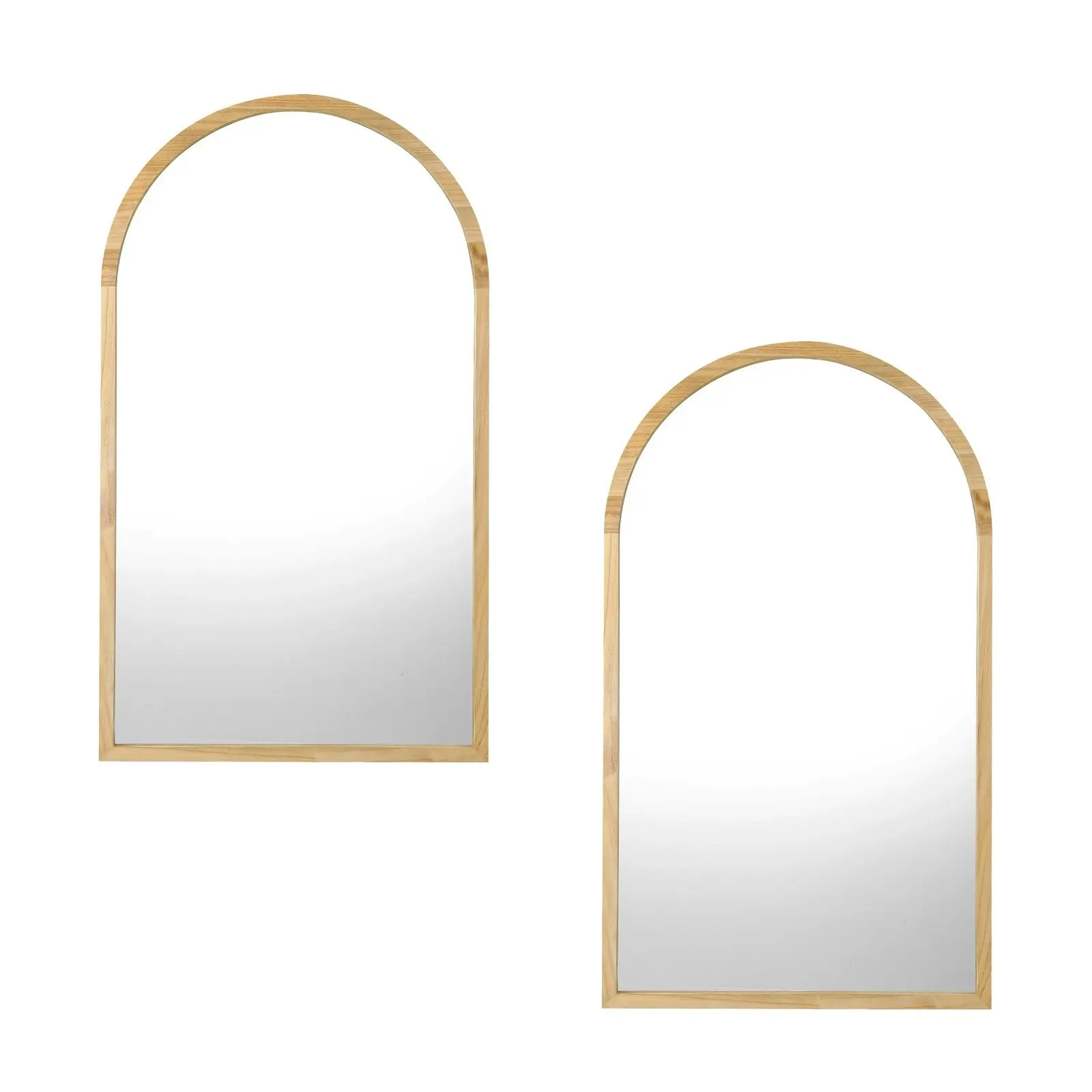 Oikiture Arched Wall Mirrors Home Decor 86x50cm Wooden Set of 2