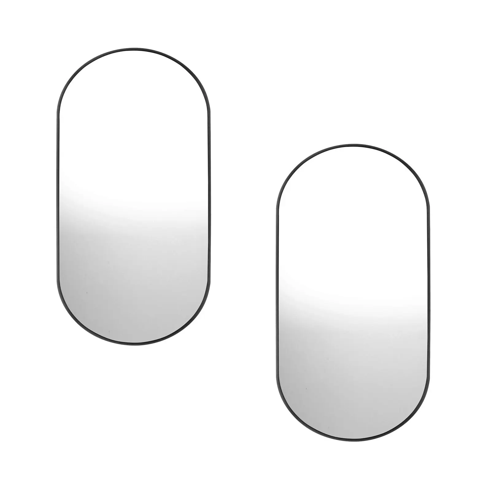 Oikiture Wall Mirrors Oval Home Decor Mirror Black 84x50cm Set of 2