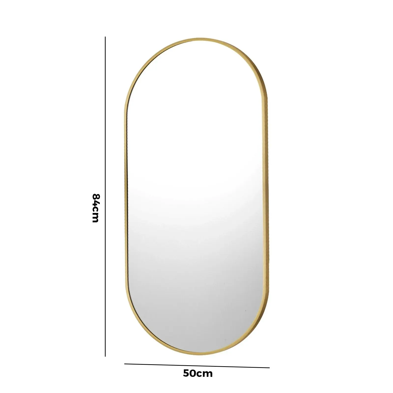 Oikiture Wall Mirrors Oval Home Decor Mirror Gold 84x50cm Set of 2