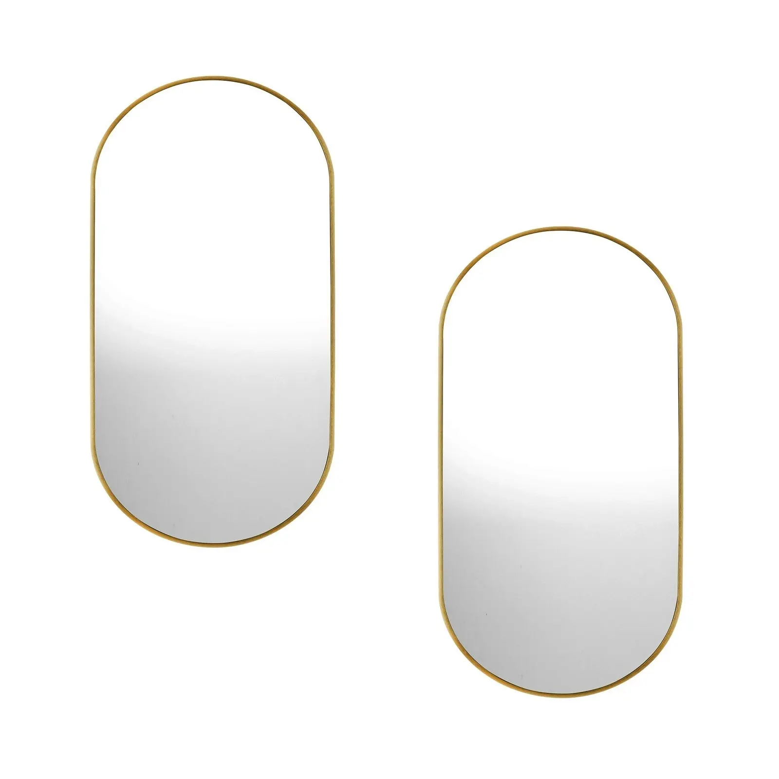 Oikiture Wall Mirrors Oval Home Decor Mirror Gold 84x50cm Set of 2