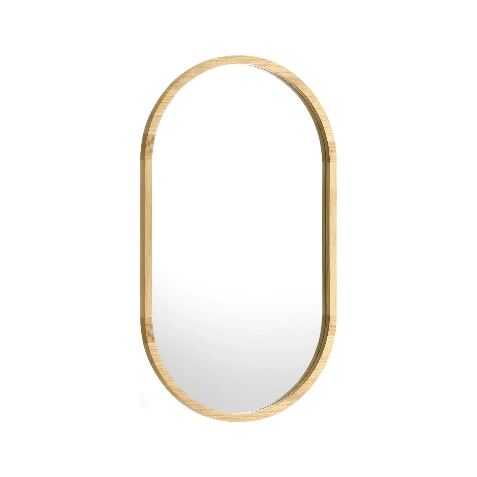 Oikiture Wooden Wall Mirrors Oval Home Decor Mirror 84x50cm Set of 2