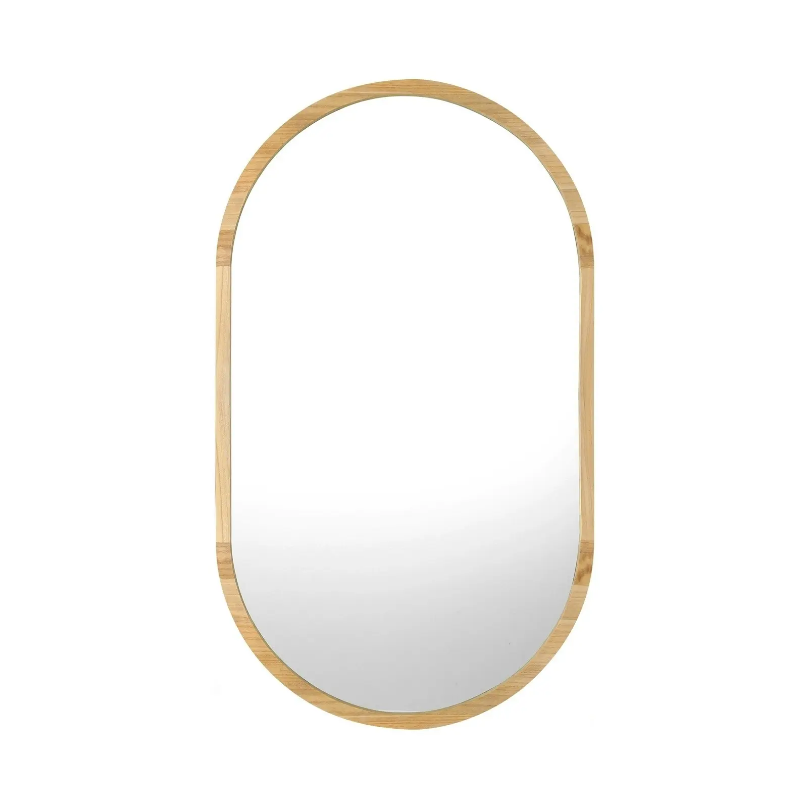 Oikiture Wooden Wall Mirrors Oval Home Decor Mirror 84x50cm Set of 2