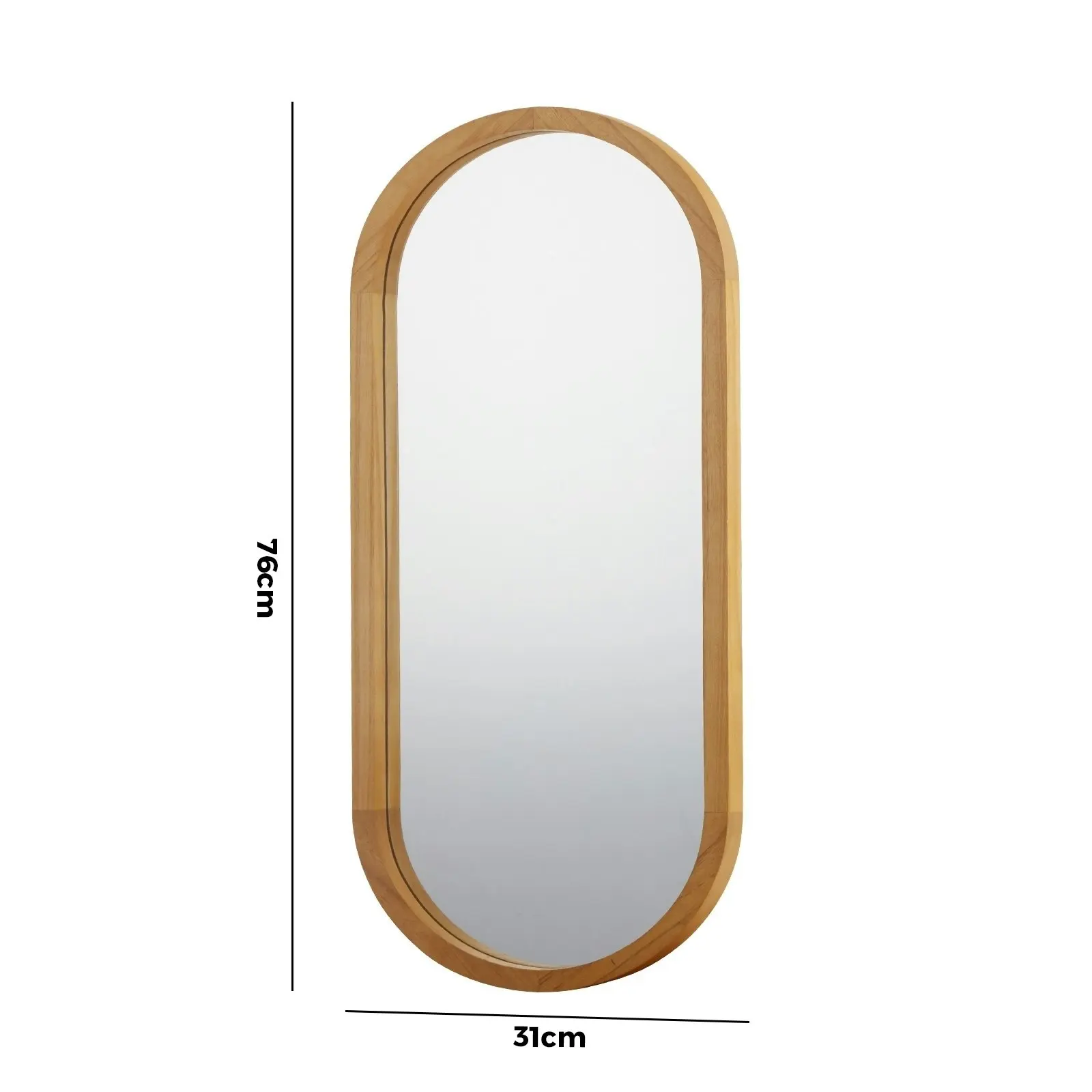 Oikiture Wall Mirrors Oval Home Decor Mirror Wooden 76x31cm Set of 2