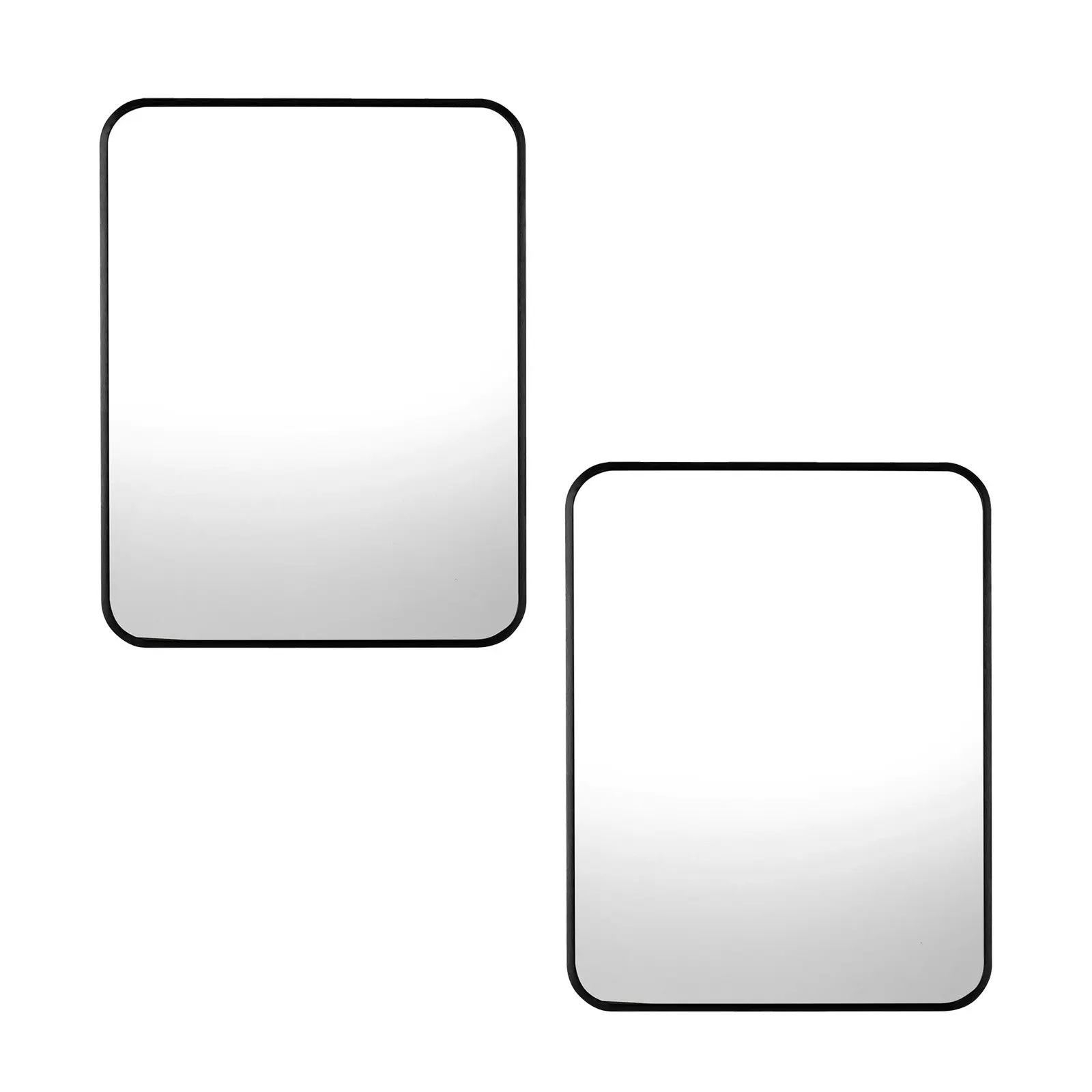 Oikiture Wall Mirrors Rectangle Mirror 65x50cm Black Set of 2