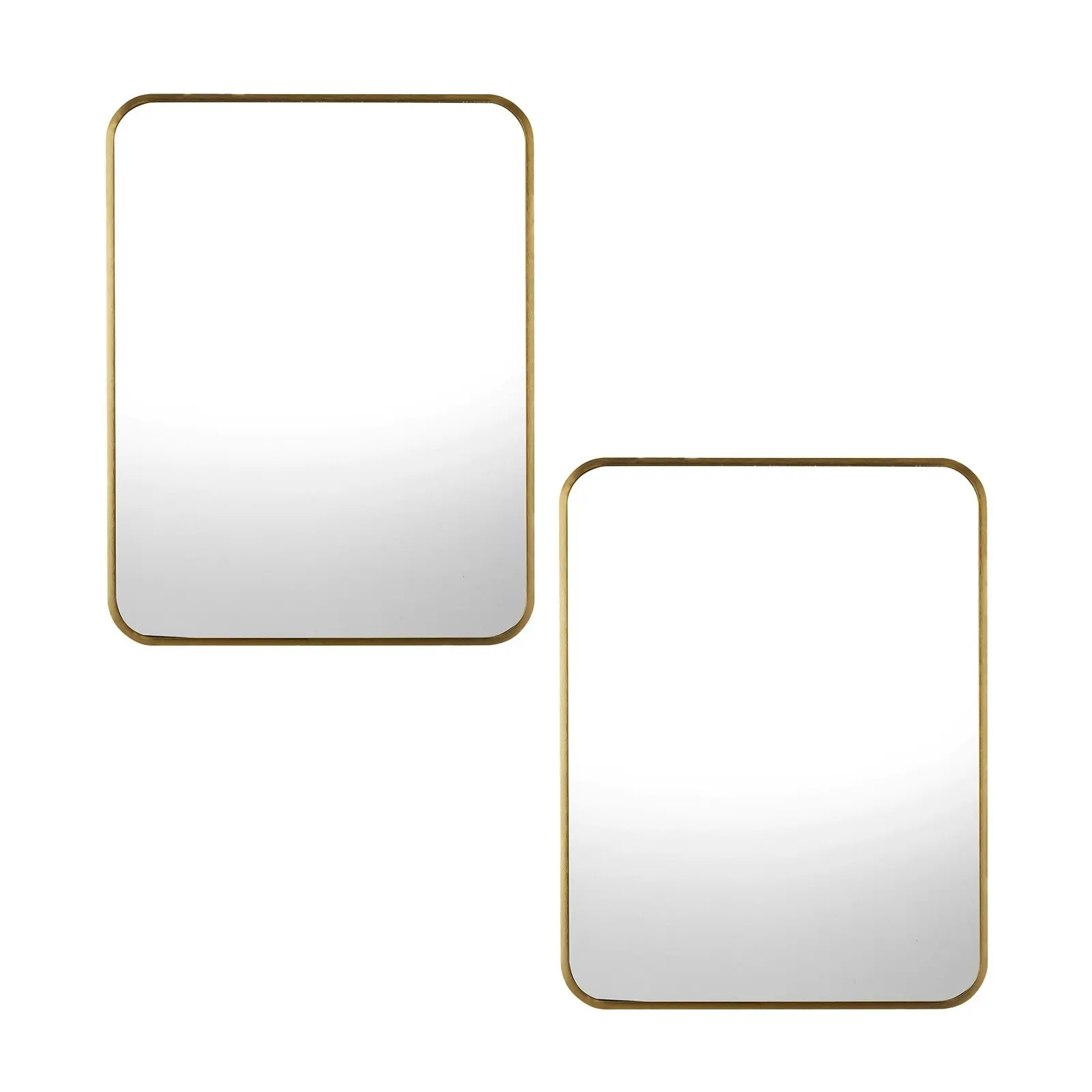 Oikiture Wall Mirrors Rectangle Mirror 65x50cm Gold Set of 2