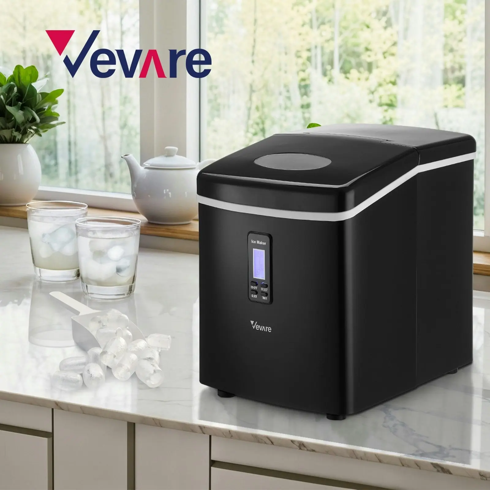 Vevare 3L Portable Ice Maker Machine Ice Cube Tray Bar Countertop Black