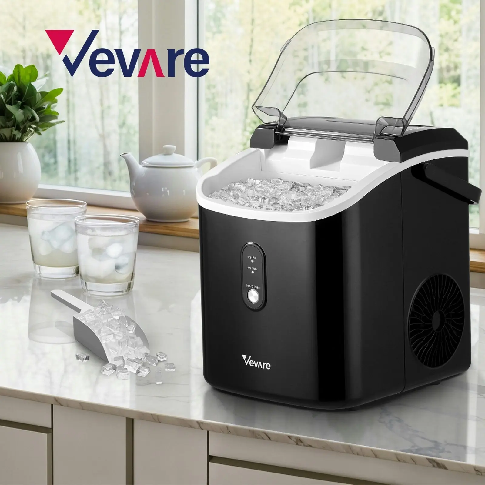 Vevare Nugget Ice Maker Machine 15kg Ice Cube Bar Countertop Portable