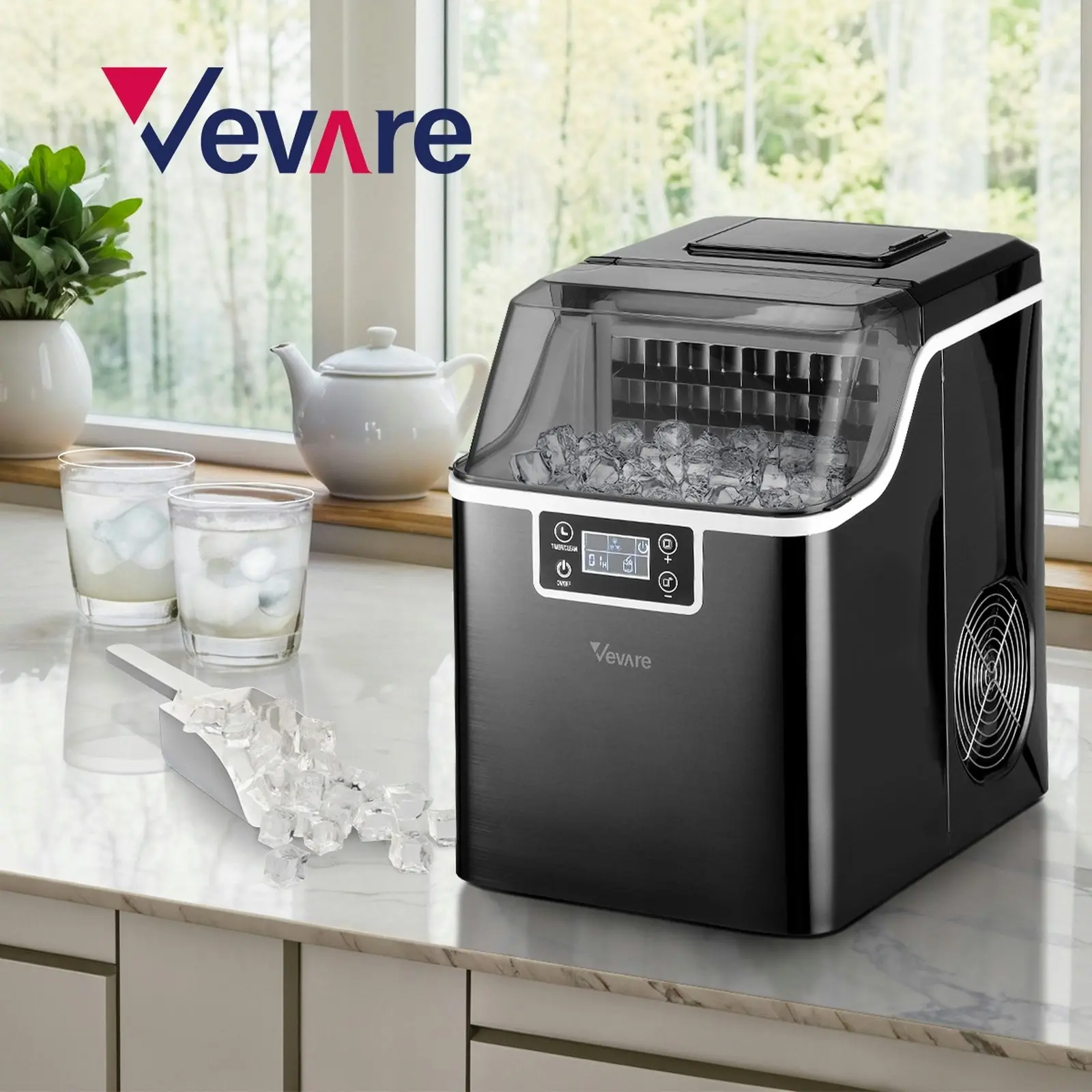 Vevare 3.2L Ice Maker Machine Portable Ice Cube Tray Bar Countertop Stainless