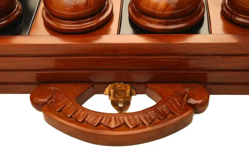 Teak Chess Case and 20cm Chess Pieces.