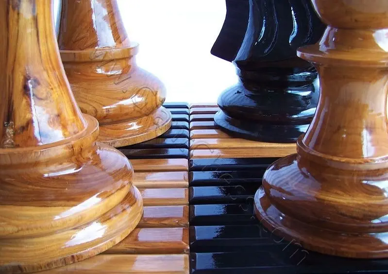 Slatted Teak Chess Board - 60cm Chess Set