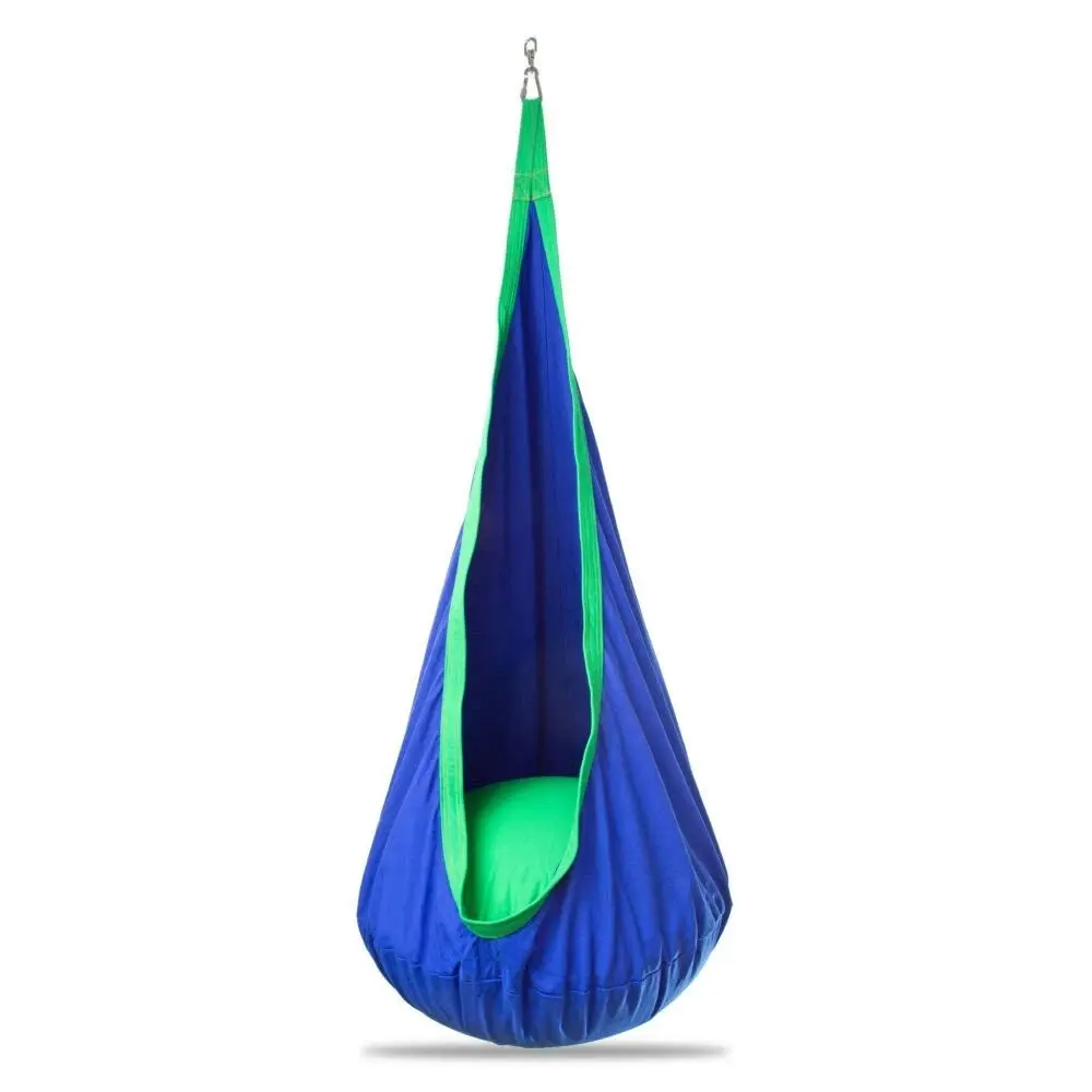 Sensory POD Indoor Therapy Swing - Blue with Green Trim.