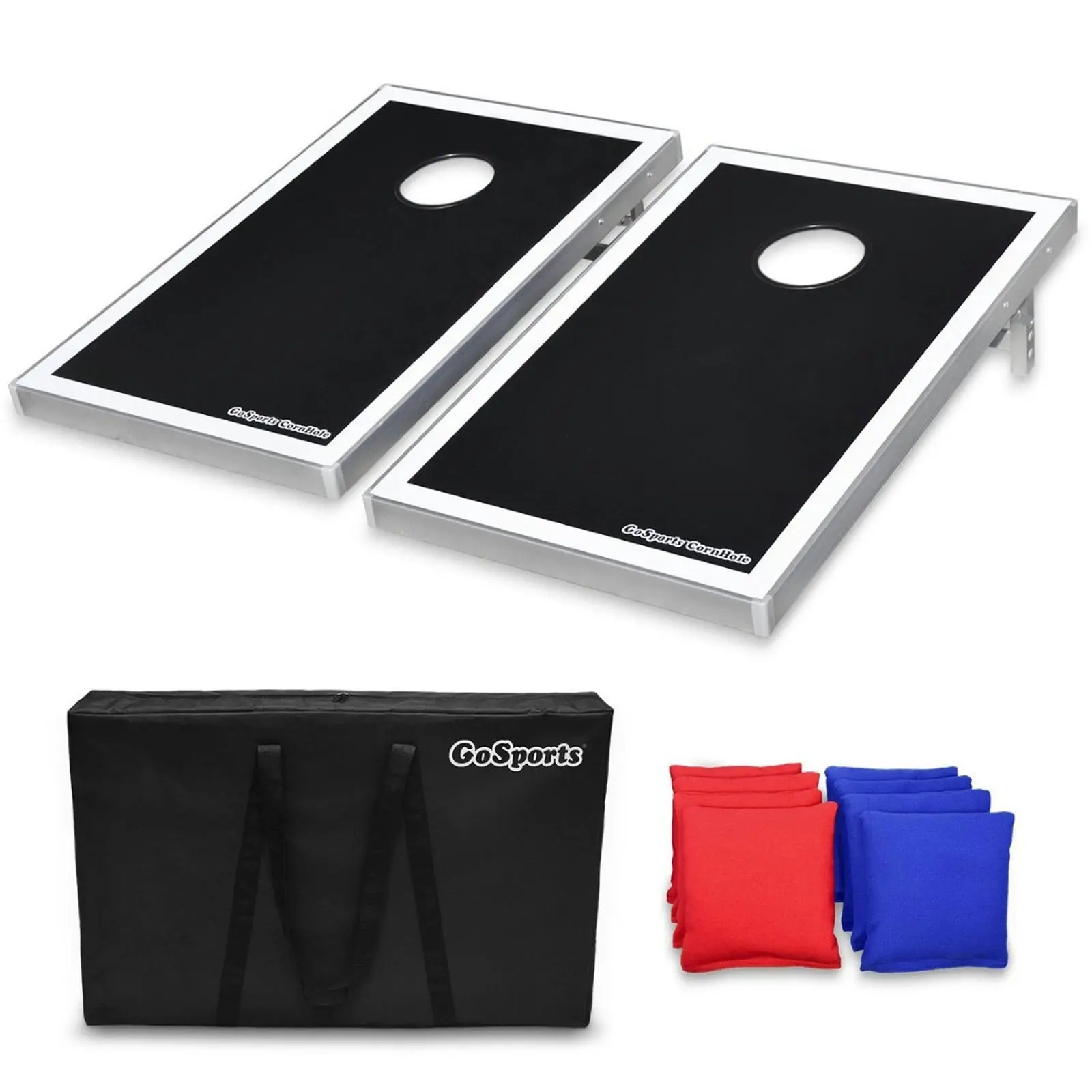 Black Edition Aluminum Cornhole Game (0.9m x 0.6m Tailgate Size).