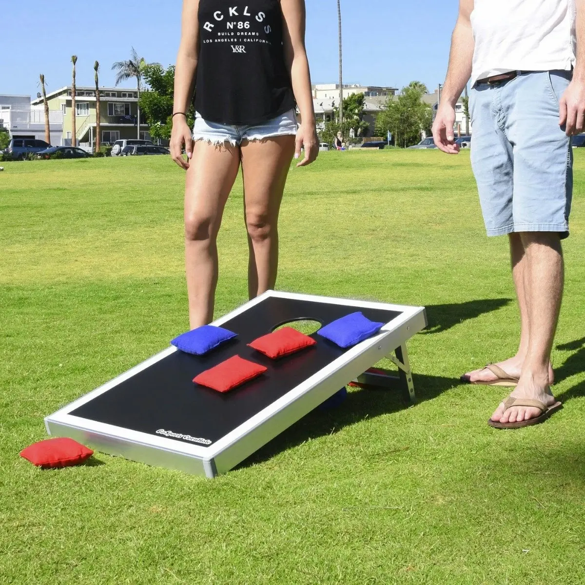 Black Edition Aluminum Cornhole Game (0.9m x 0.6m Tailgate Size).