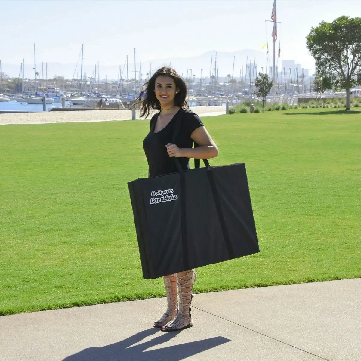 Black Edition Aluminum Cornhole Game (0.9m x 0.6m Tailgate Size).