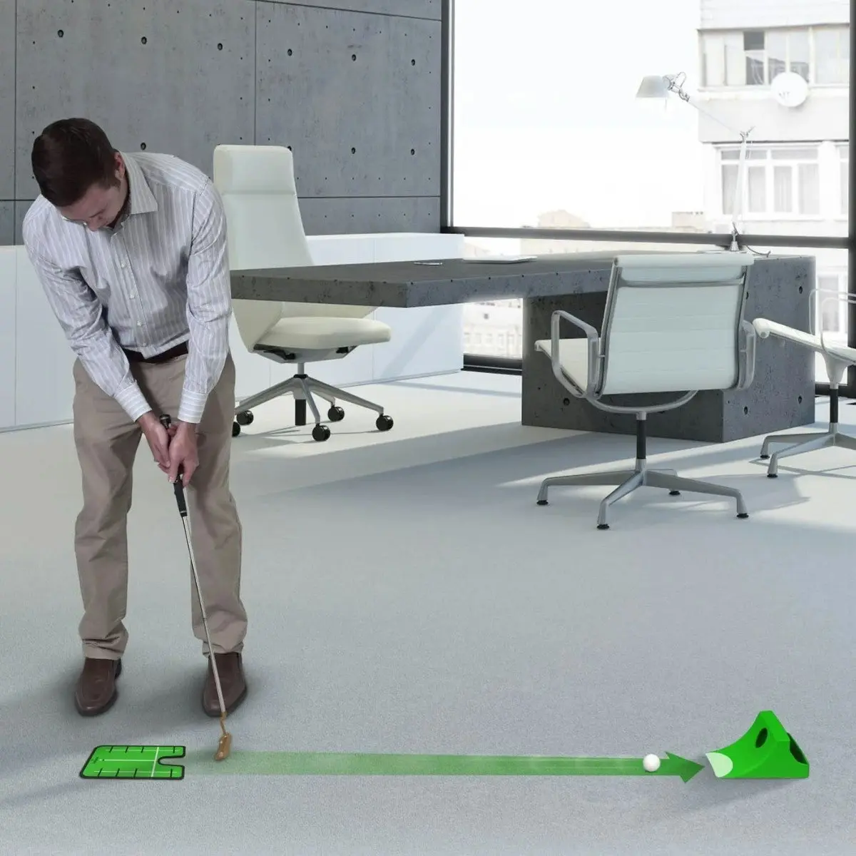 Puttster Golf Putting System with Guide and Ramp