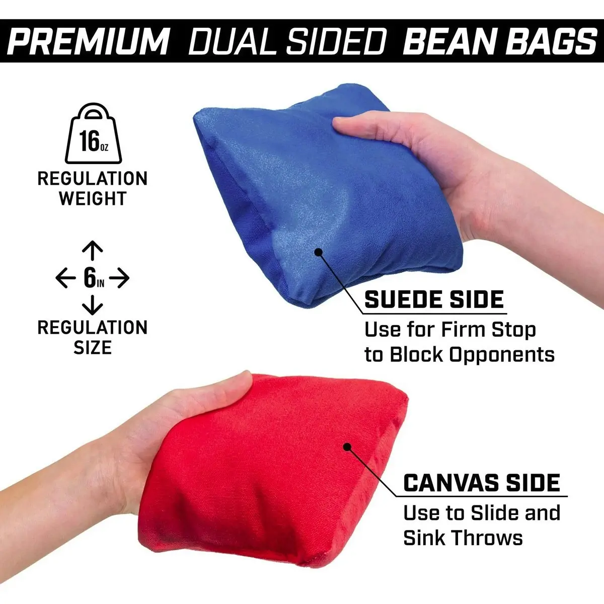 Professional Dual Sided Tournament Bean Bags - Set of 8 ( 4 Red, 4 Blue ).