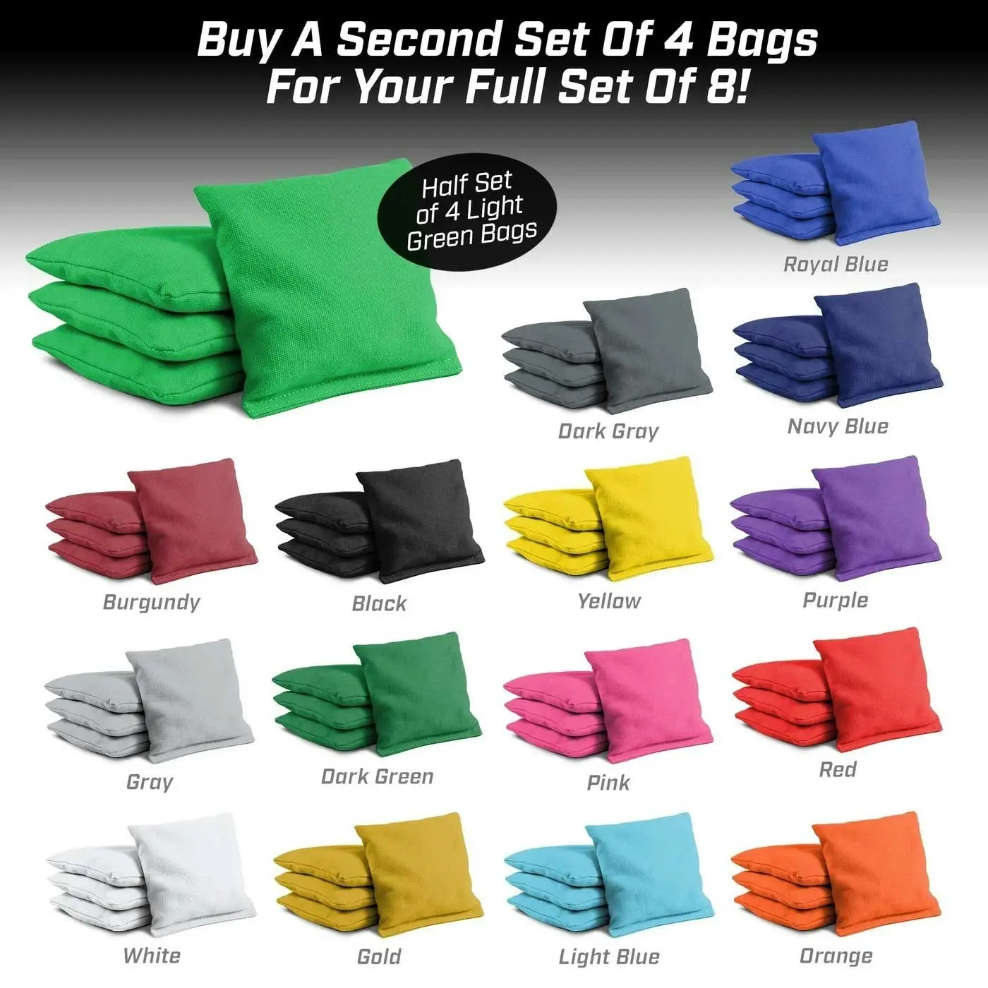 Premium Cornhole Bean Bag Set of 4 - 15 Colours Available.