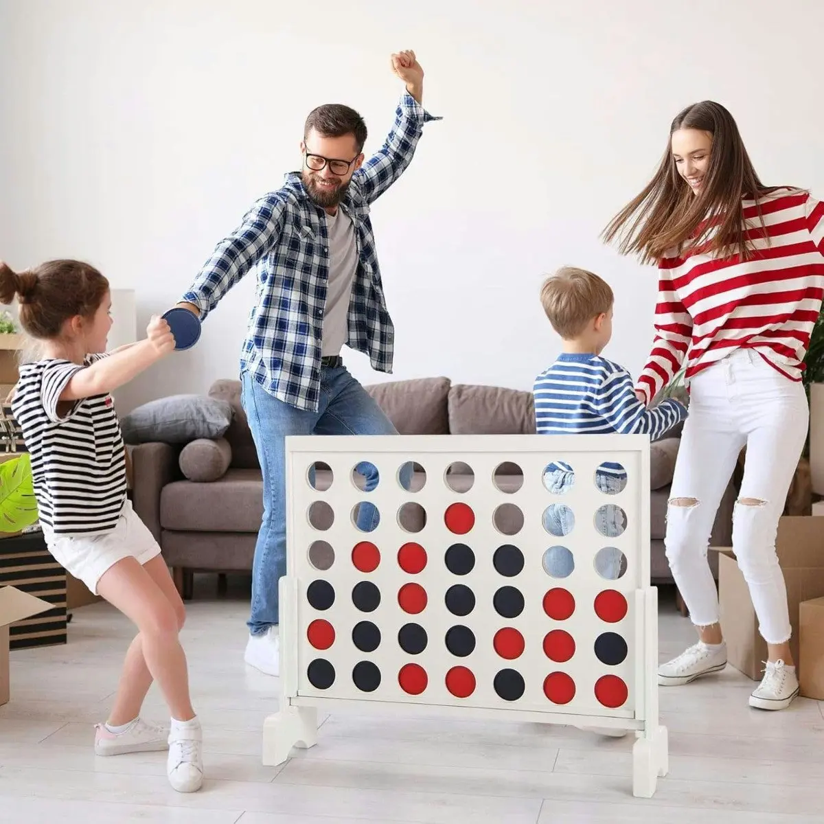 Giant 80cm Wide White Framed Connect 4 Game with Storage Bag