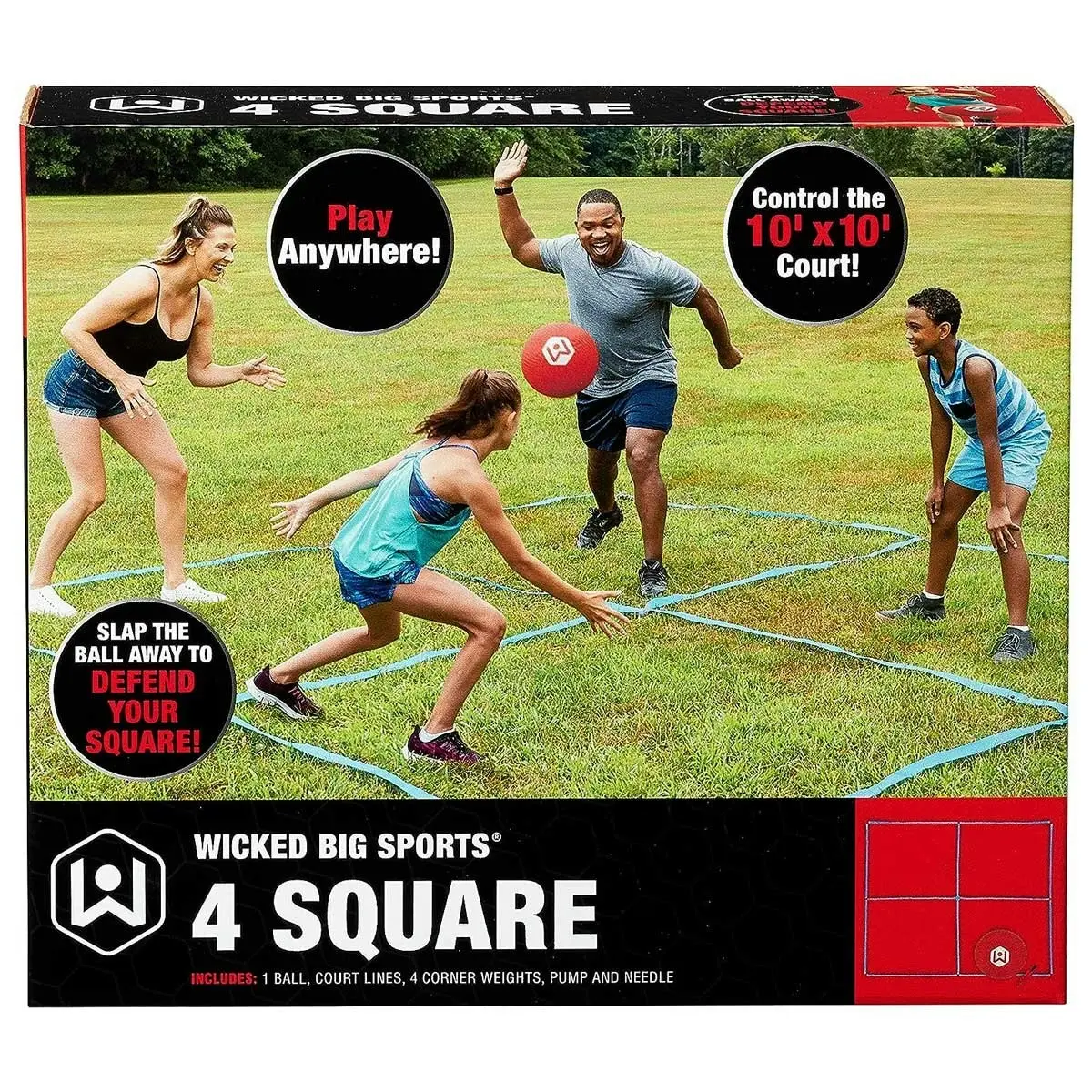 Wicked Big 4 Handball Game with Court Lines for Outdoor Play